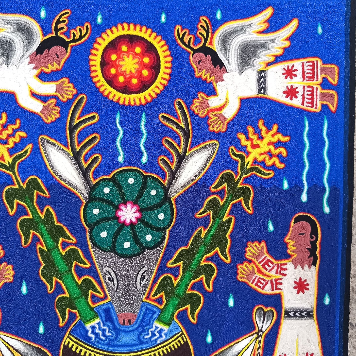 Huichol Indian Yarn Painting by  Samuel Hernandez  PP9402