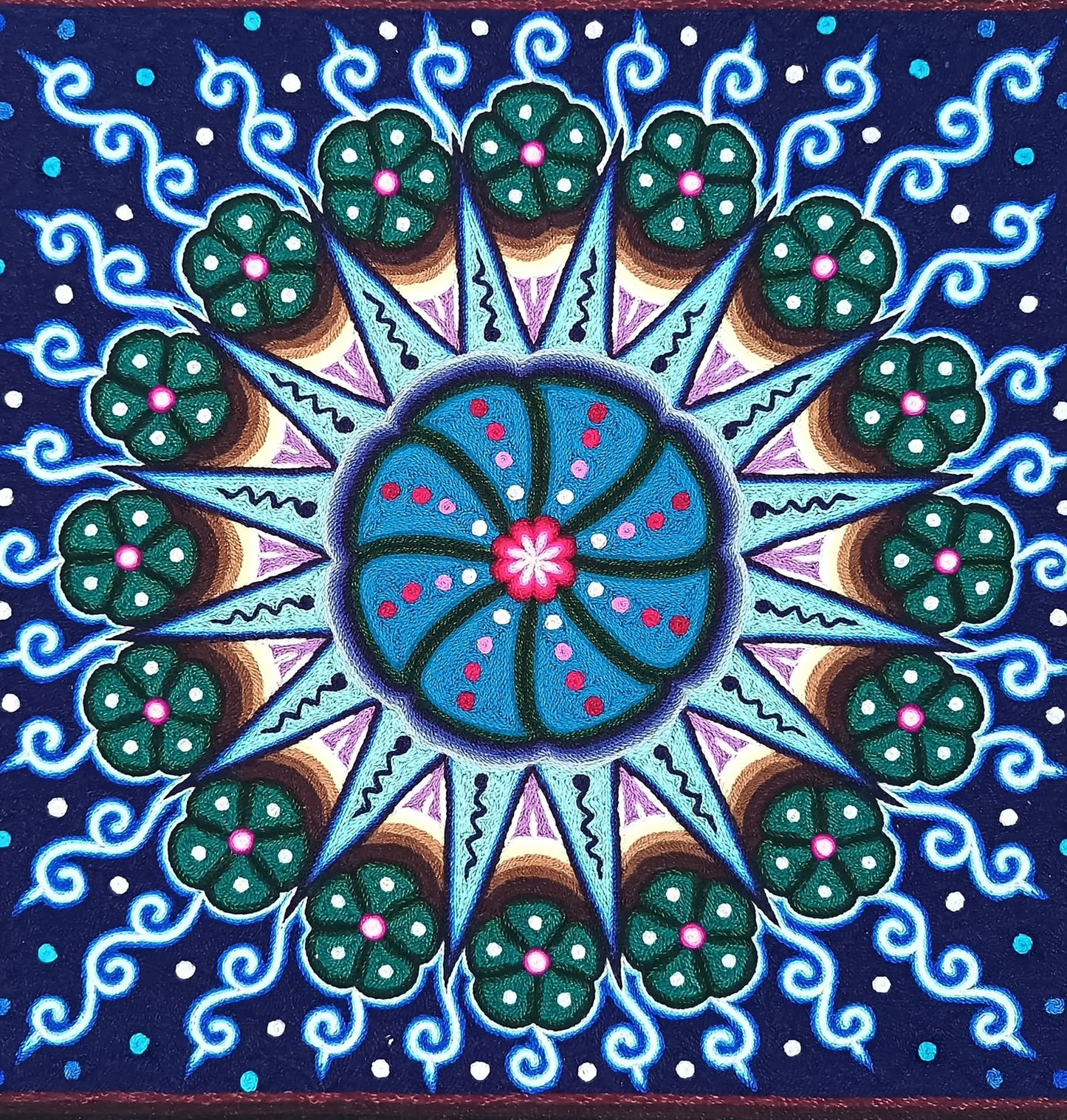 Huichol Indian Yarn Painting by  Samuel Hernandez  PP9404