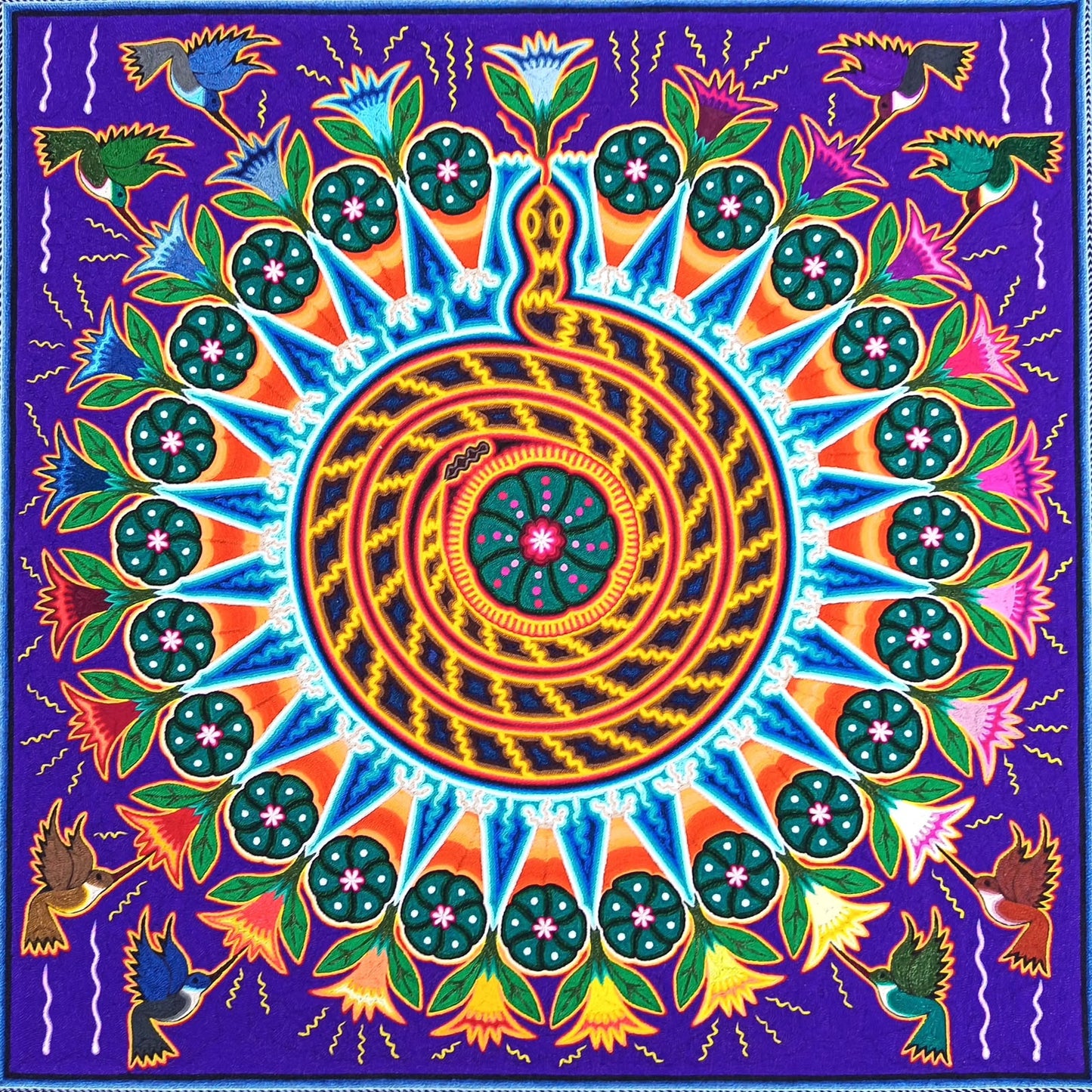 Huichol Indian Yarn Painting by  Samuel Hernandez  PP9406