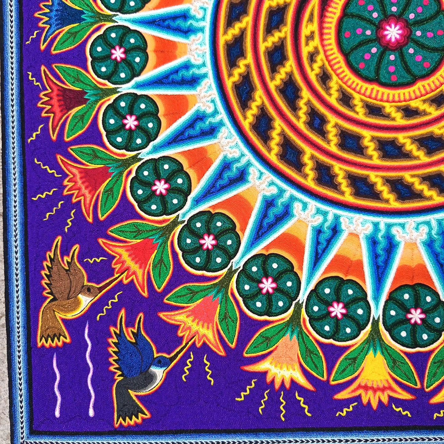 Huichol Indian Yarn Painting by  Samuel Hernandez  PP9406