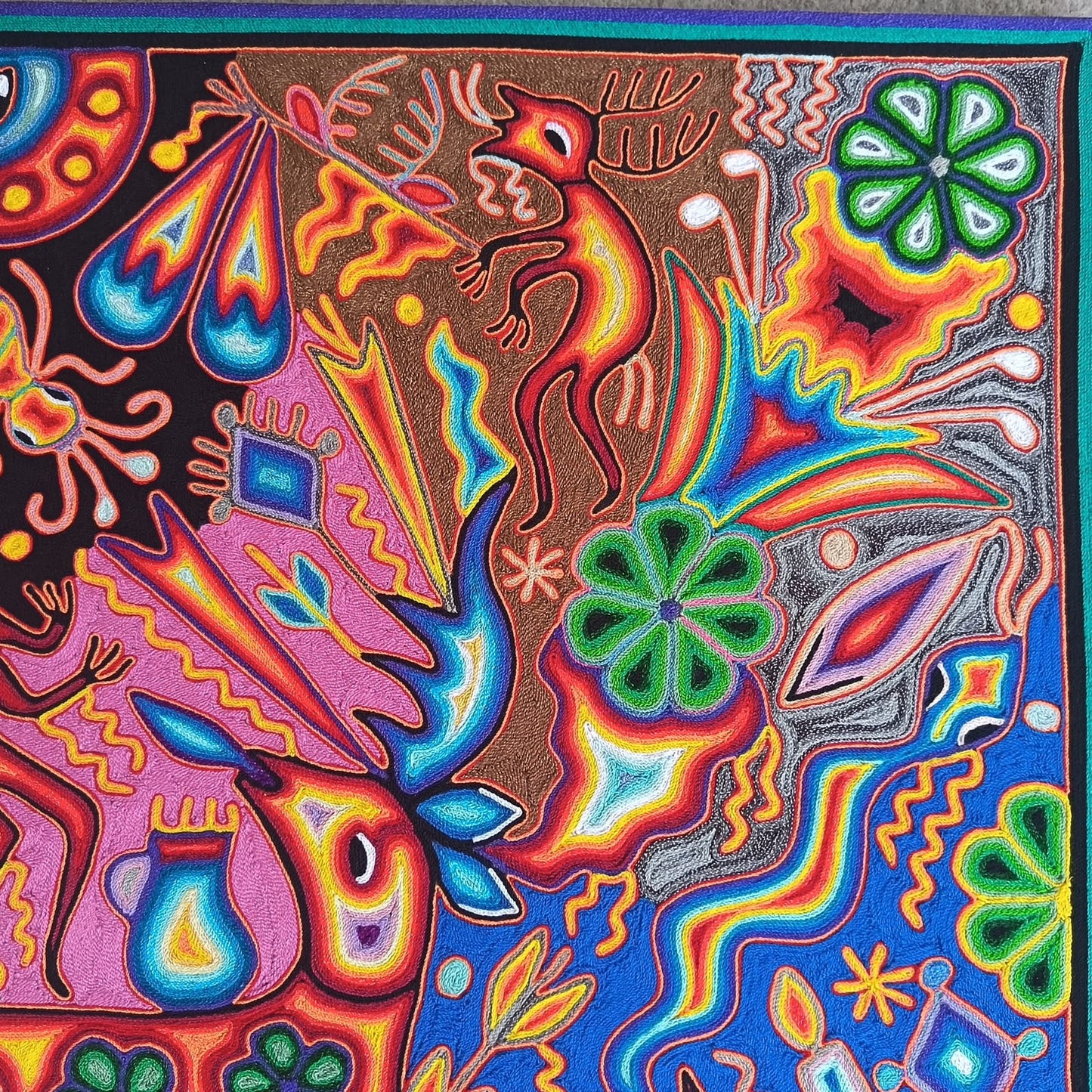 Huichol Yarn Painting Mexican Folk Art By Hilaria Chavez Carrillo PP9407