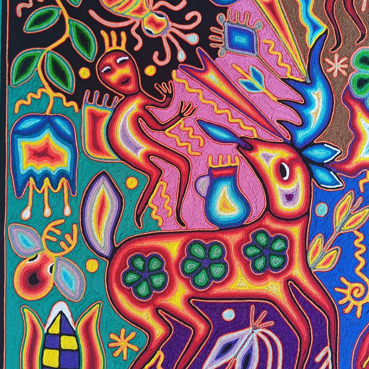 Huichol Yarn Painting Mexican Folk Art By Hilaria Chavez Carrillo PP9407