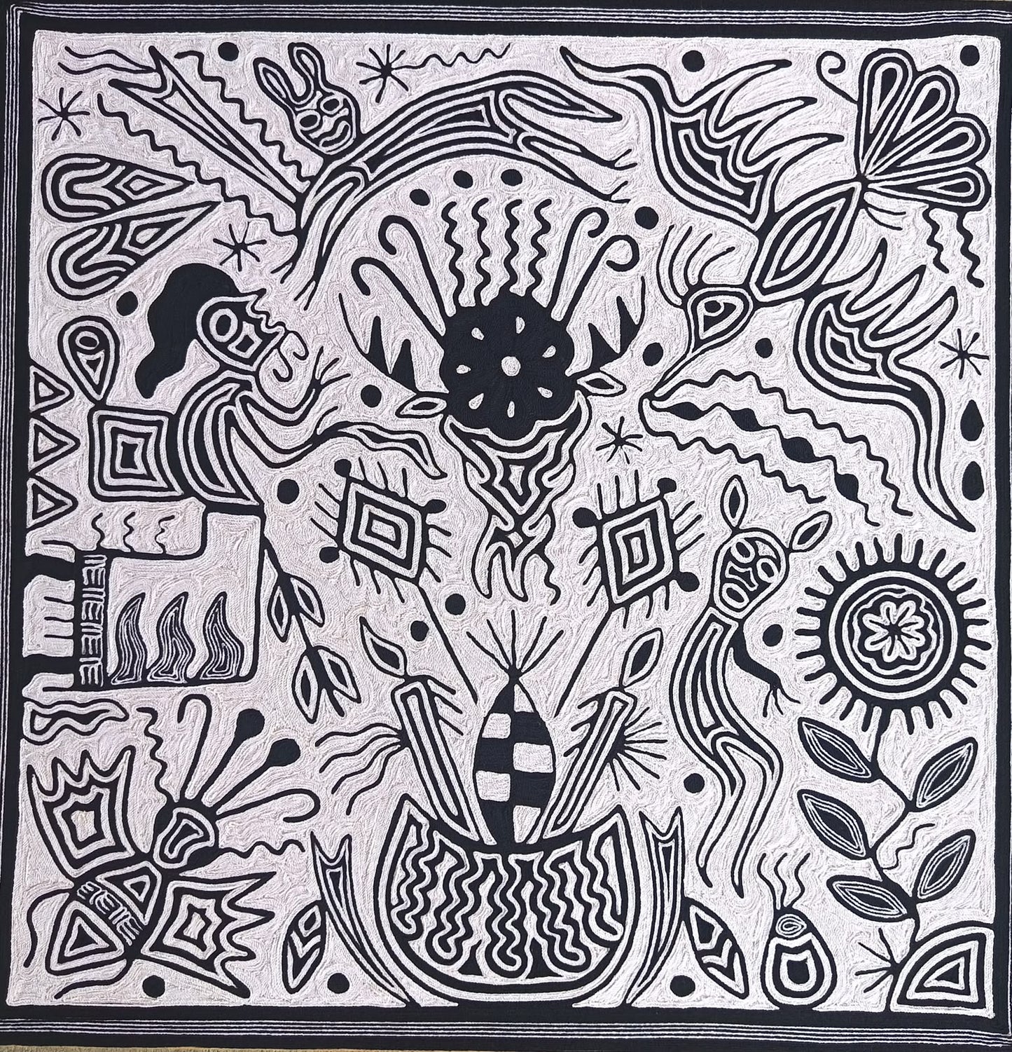 Huichol Yarn Painting Mexican Folk Art By Hilaria Chavez Carrillo PP9408