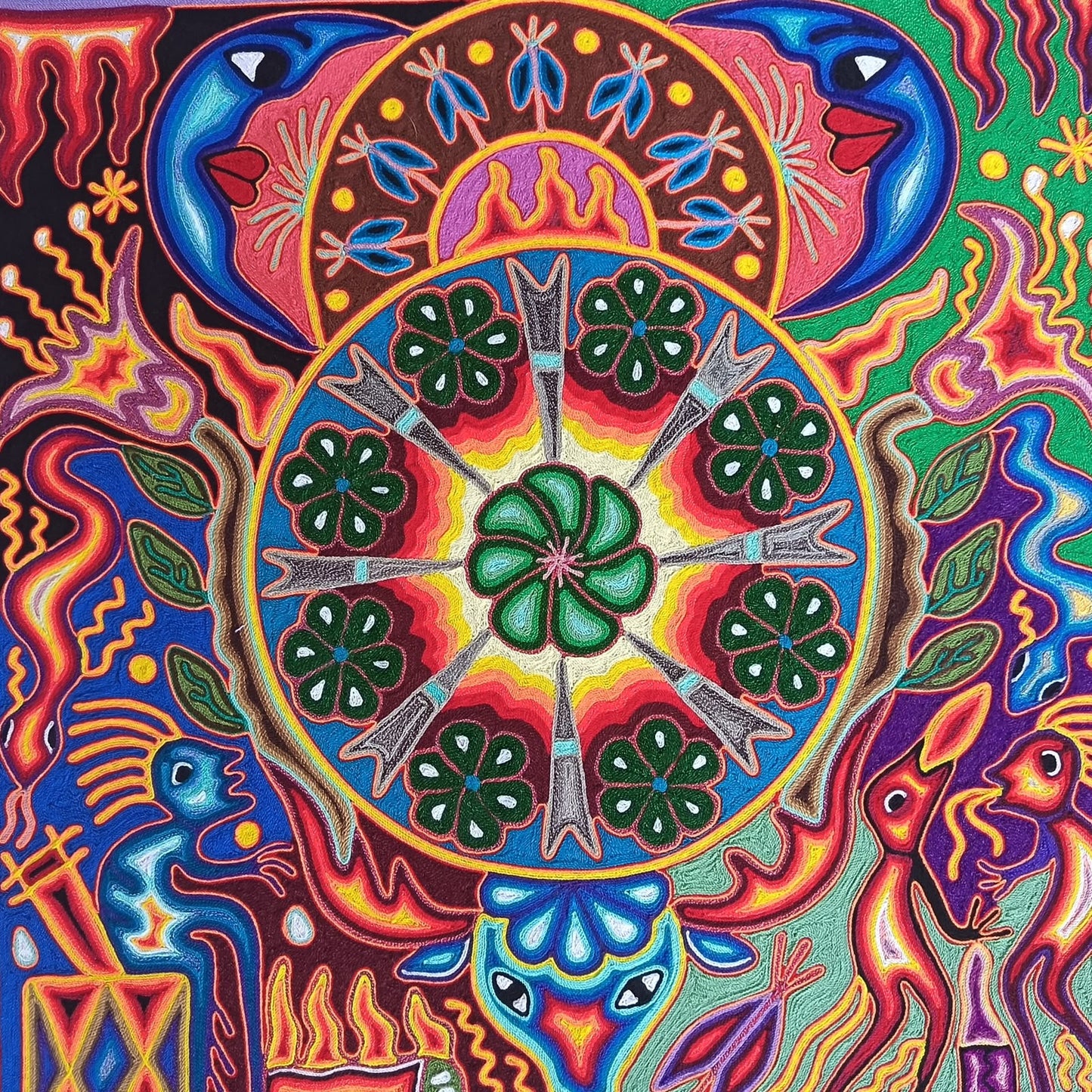 Huichol Yarn Painting Mexican Folk Art By Hilaria Chavez Carrillo PP9409