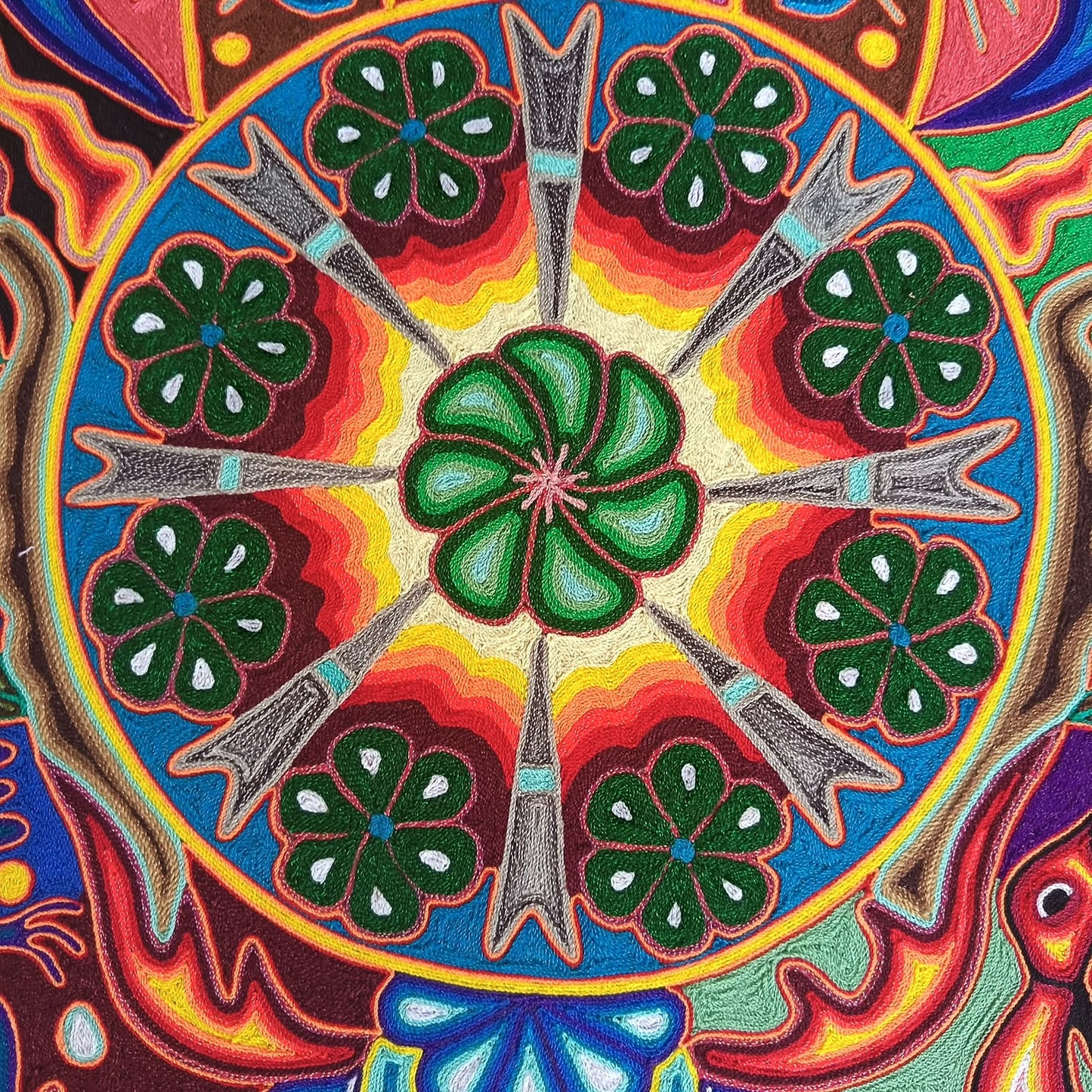 Huichol Yarn Painting Mexican Folk Art By Hilaria Chavez Carrillo PP9409