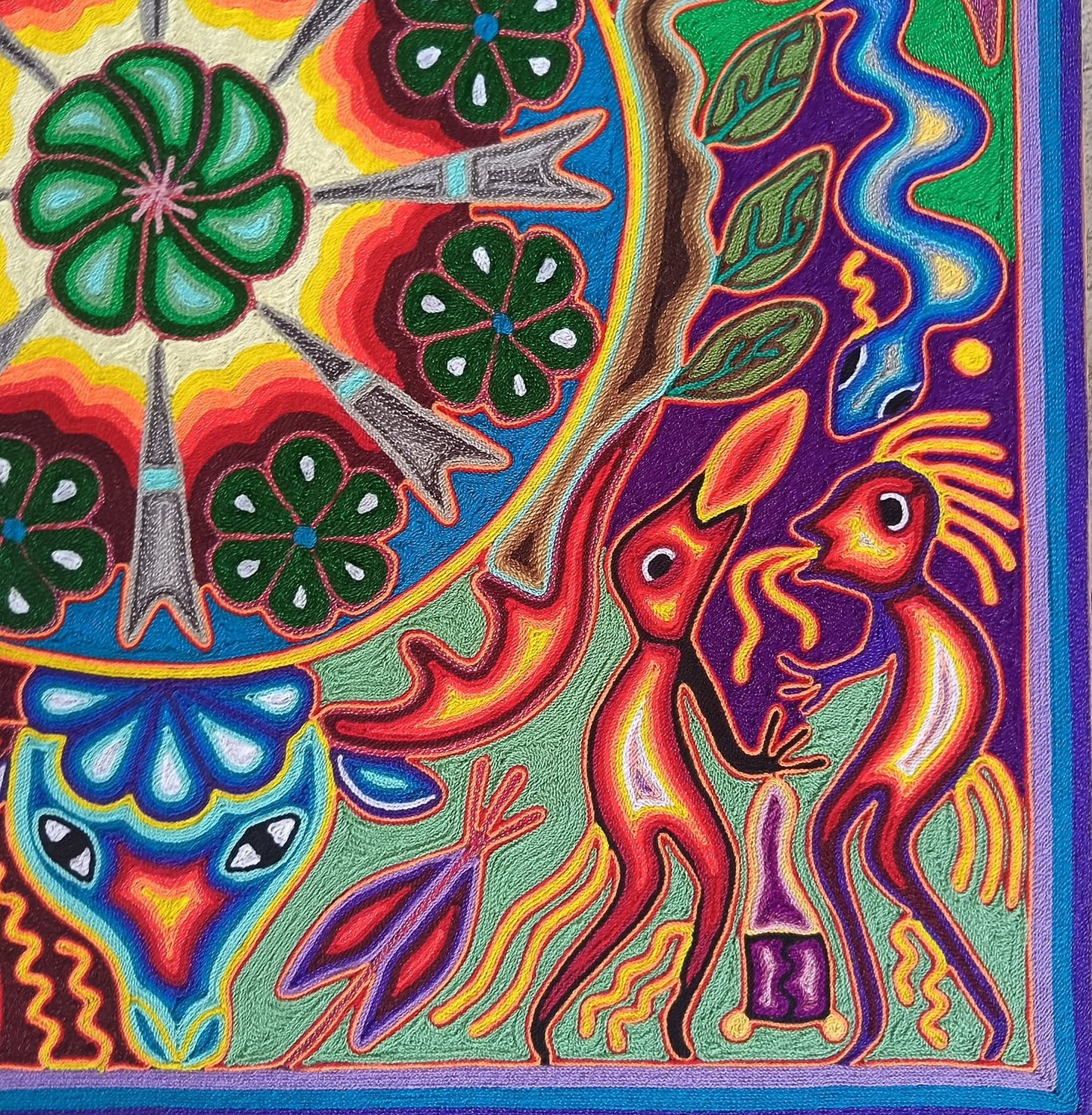 Huichol Yarn Painting Mexican Folk Art By Hilaria Chavez Carrillo PP9409