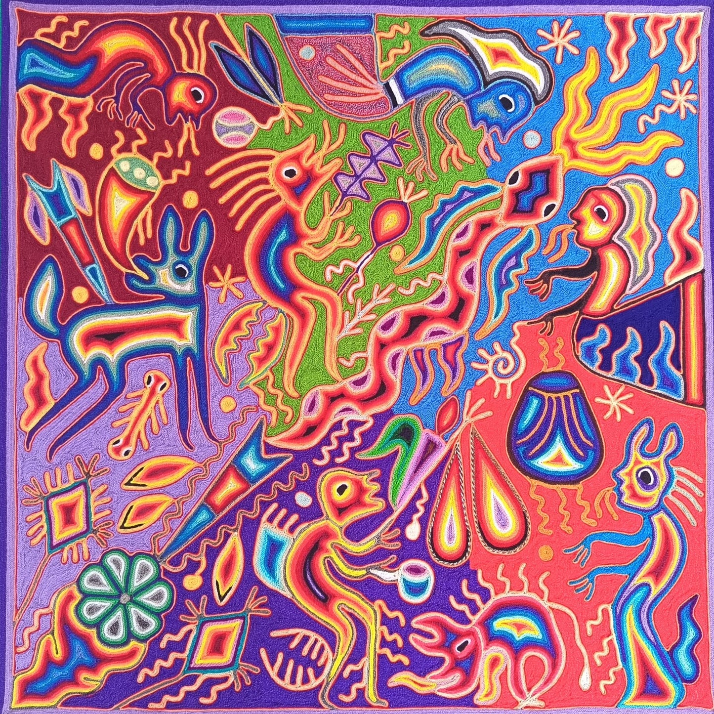 Huichol Yarn Painting Mexican Folk Art By Hilaria Chavez Carrillo PP9410