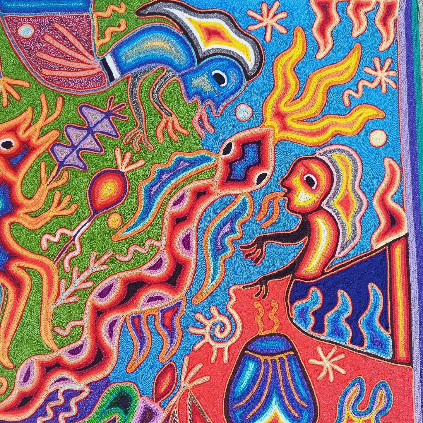 Huichol Yarn Painting Mexican Folk Art By Hilaria Chavez Carrillo PP9410