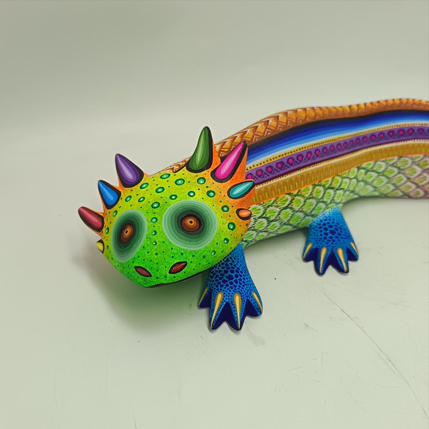 Mexican Oaxacan Wood Carving Axolot By Julia Fuentes PP9411