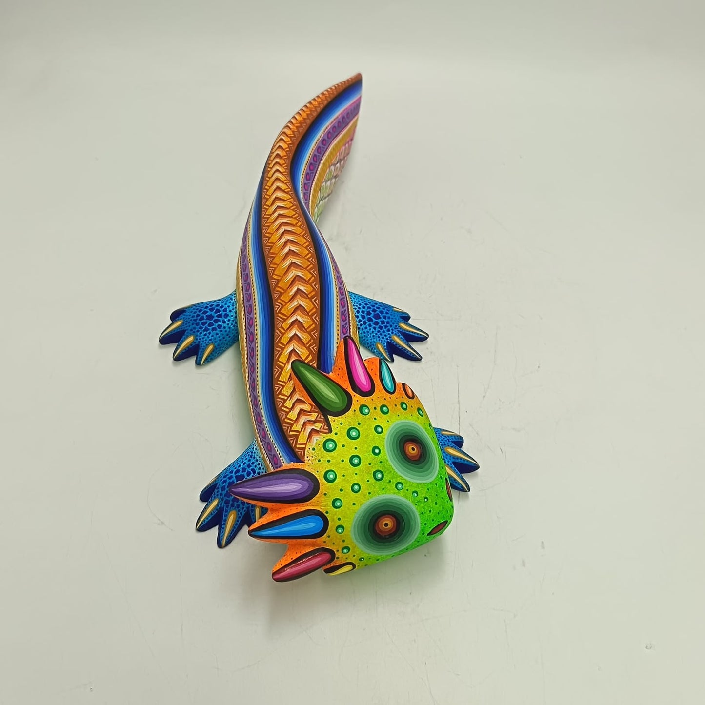 Mexican Oaxacan Wood Carving Axolot By Julia Fuentes PP9411