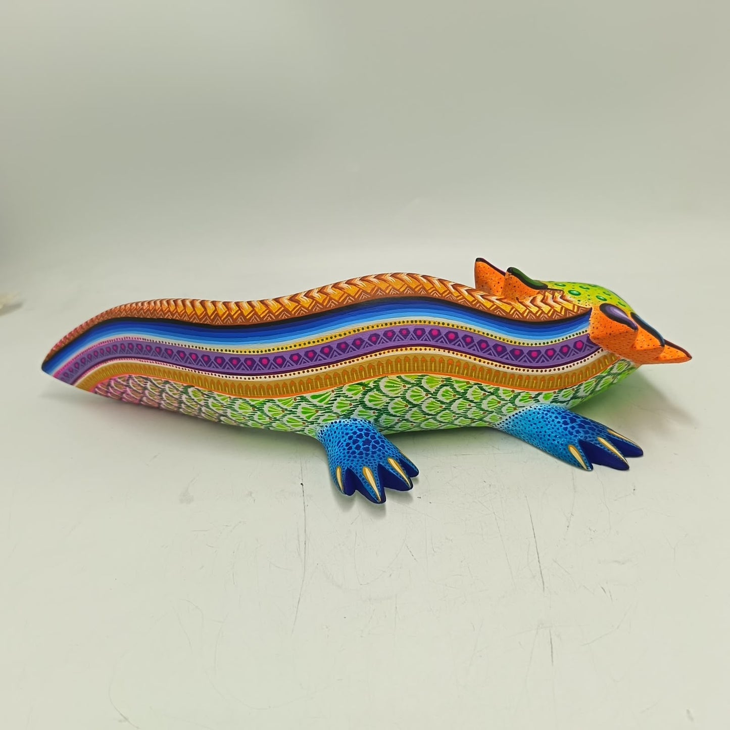 Mexican Oaxacan Wood Carving Axolot By Julia Fuentes PP9411