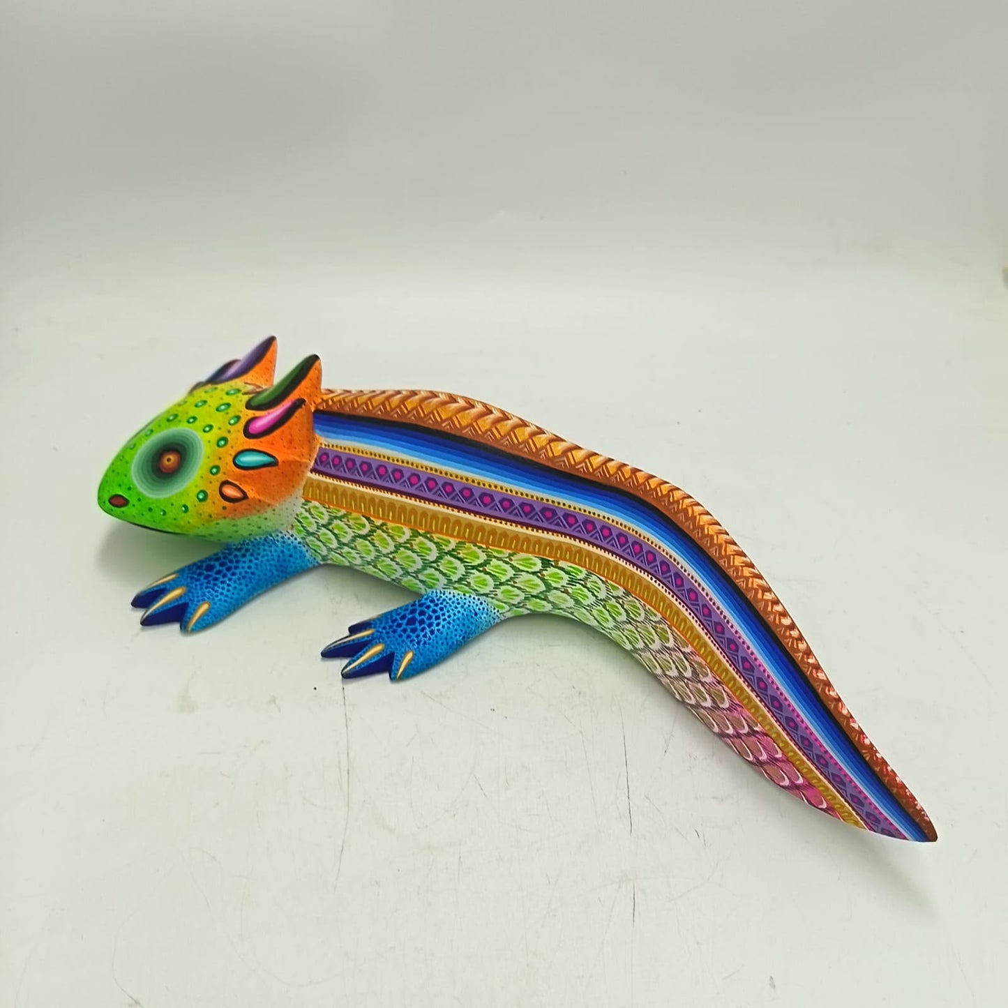 Mexican Oaxacan Wood Carving Axolot By Julia Fuentes PP9411