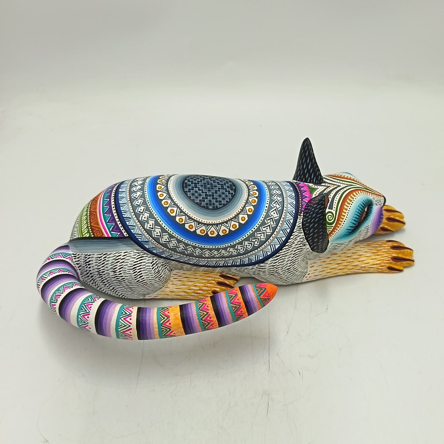 Mexican Oaxacan Wood Carving Cat By Julia Fuentes PP9412