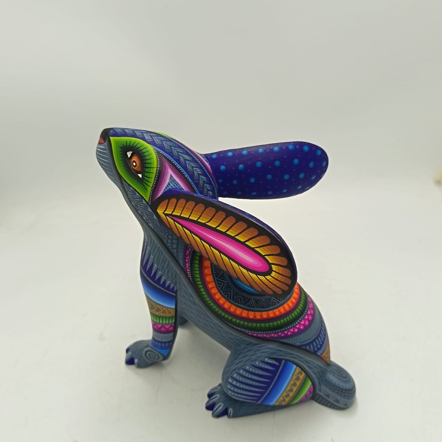 Mexican Oaxacan Wood Carving Rabbit By Julia Fuentes PP9414