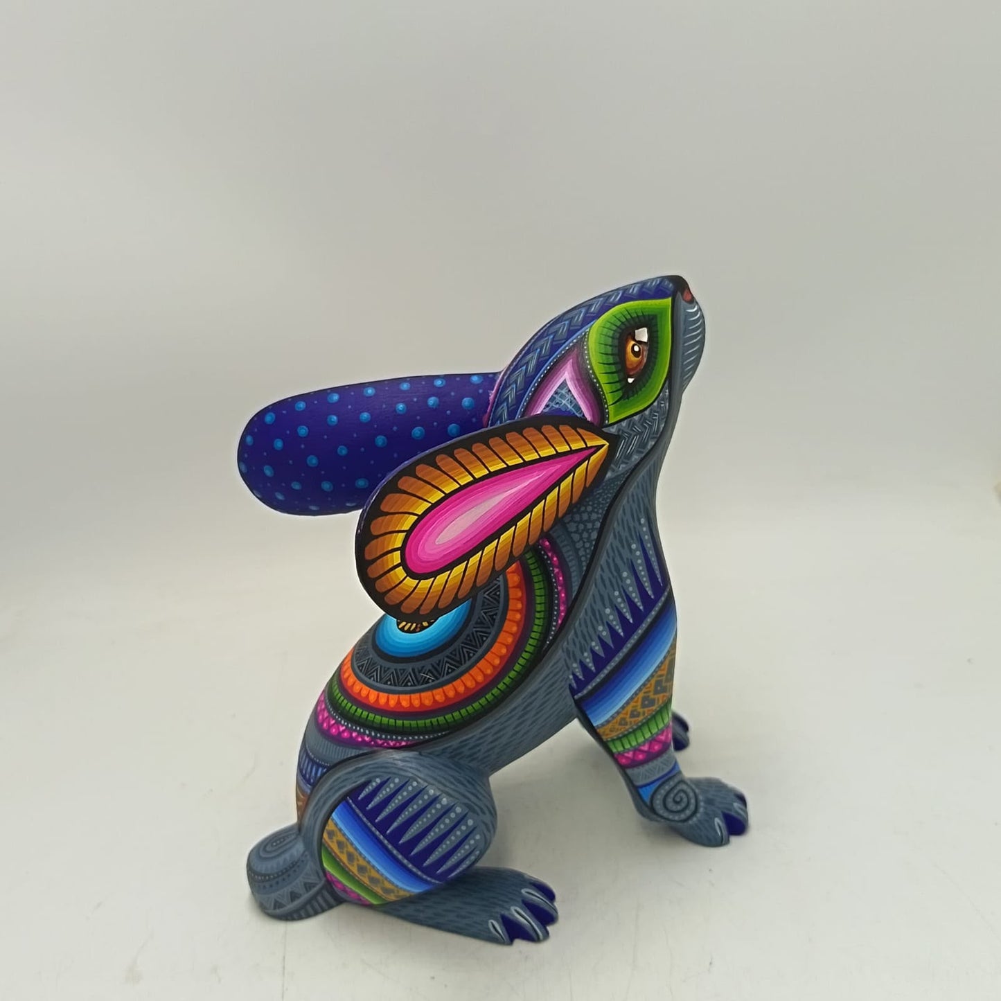 Mexican Oaxacan Wood Carving Rabbit By Julia Fuentes PP9414