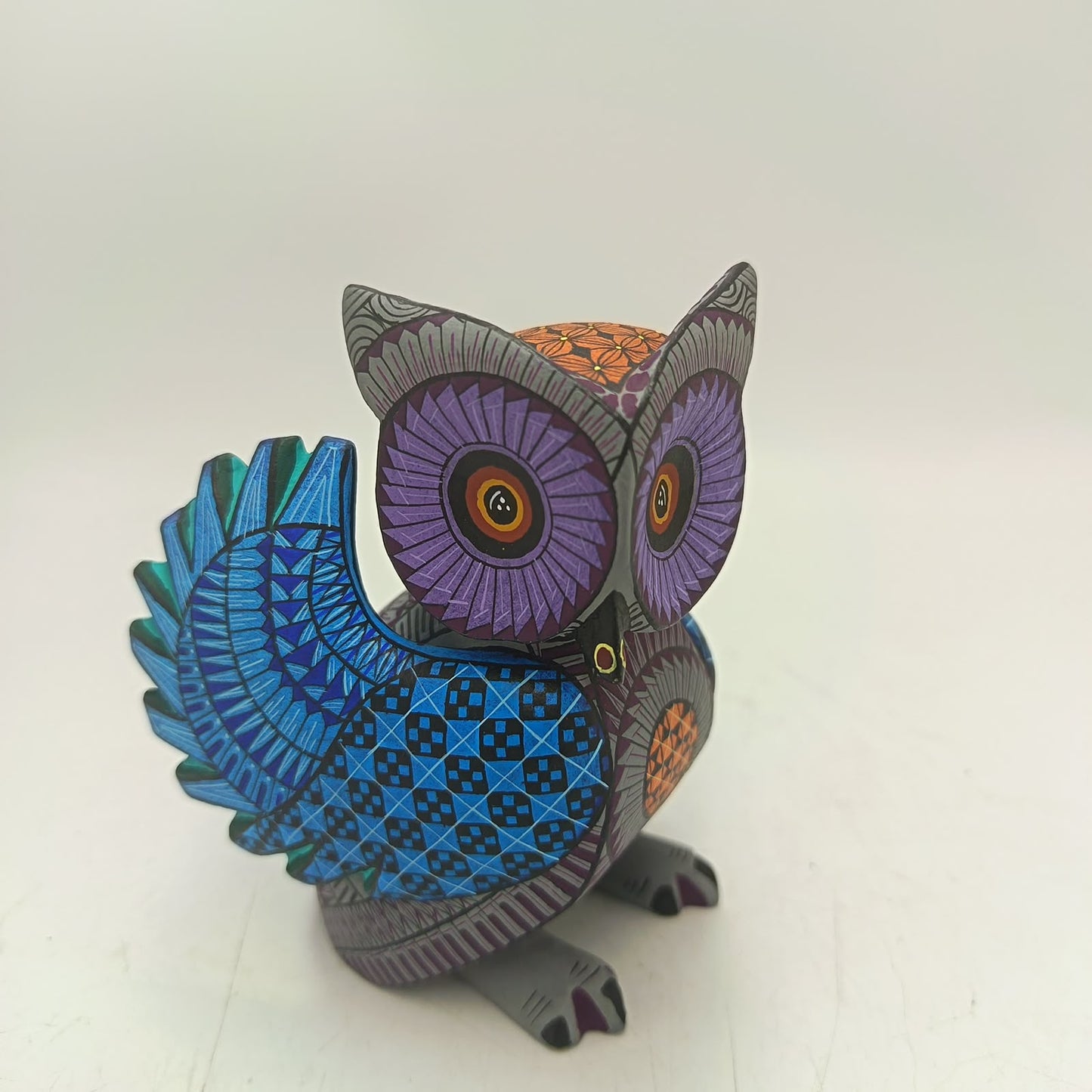 Mexican Oaxacan Wood Carving Owl By Ivan Fuentes PP9417