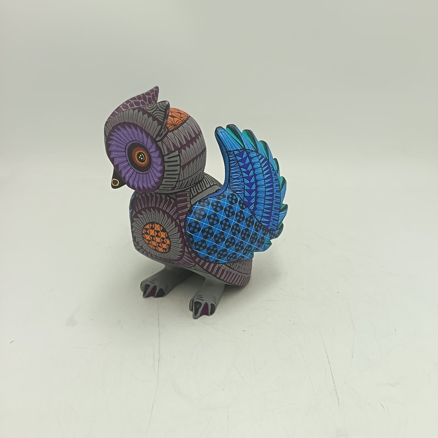Mexican Oaxacan Wood Carving Owl By Ivan Fuentes PP9417