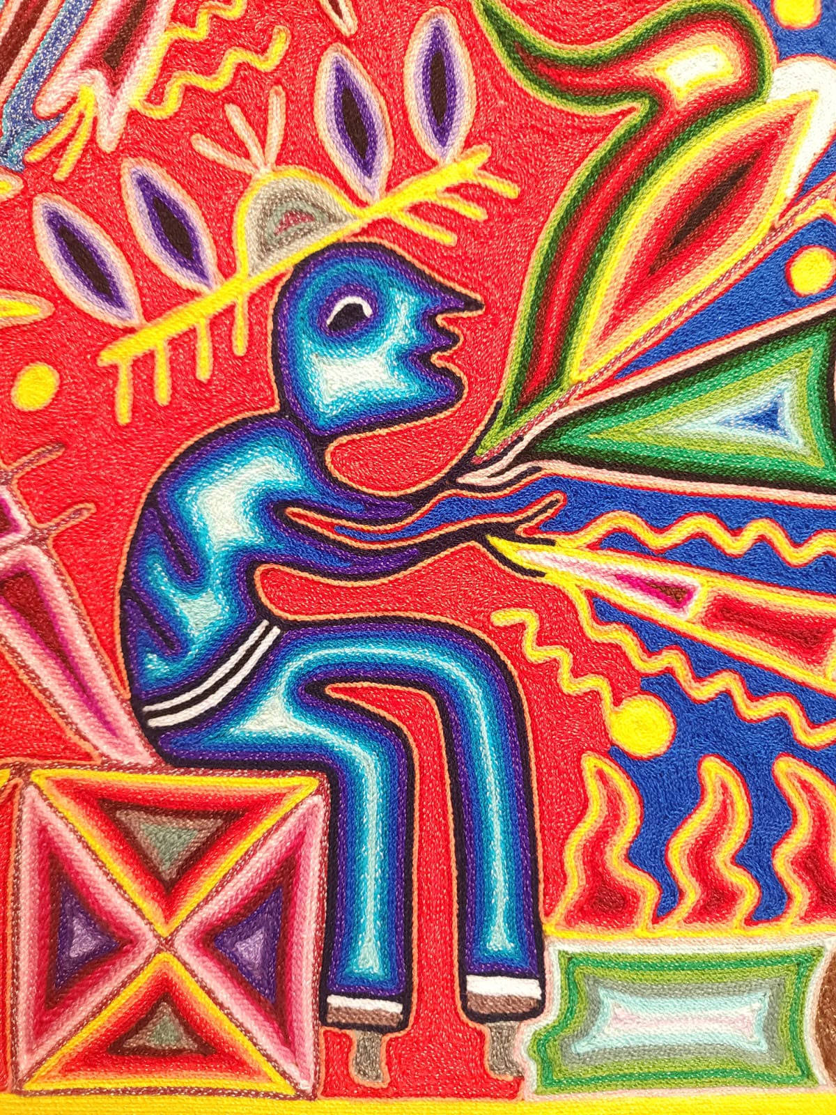 Huichol Yarn Painting Mexican Folk Art By Hilaria Chavez Carrillo PP9423