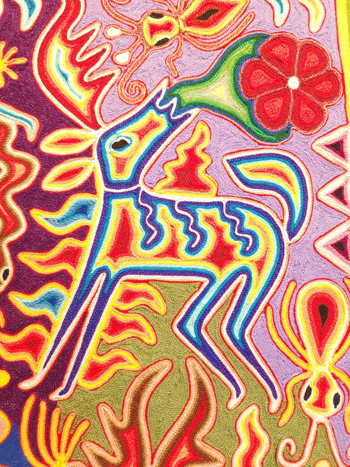 Huichol Yarn Painting Mexican Folk Art By Hilaria Chavez Carrillo PP9423