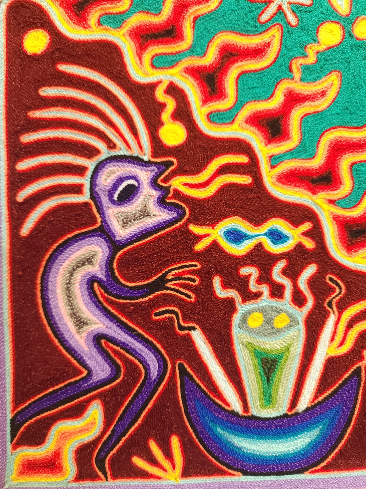 Huichol Yarn Painting Mexican Folk Art By Hilaria Chavez Carrillo PP9421