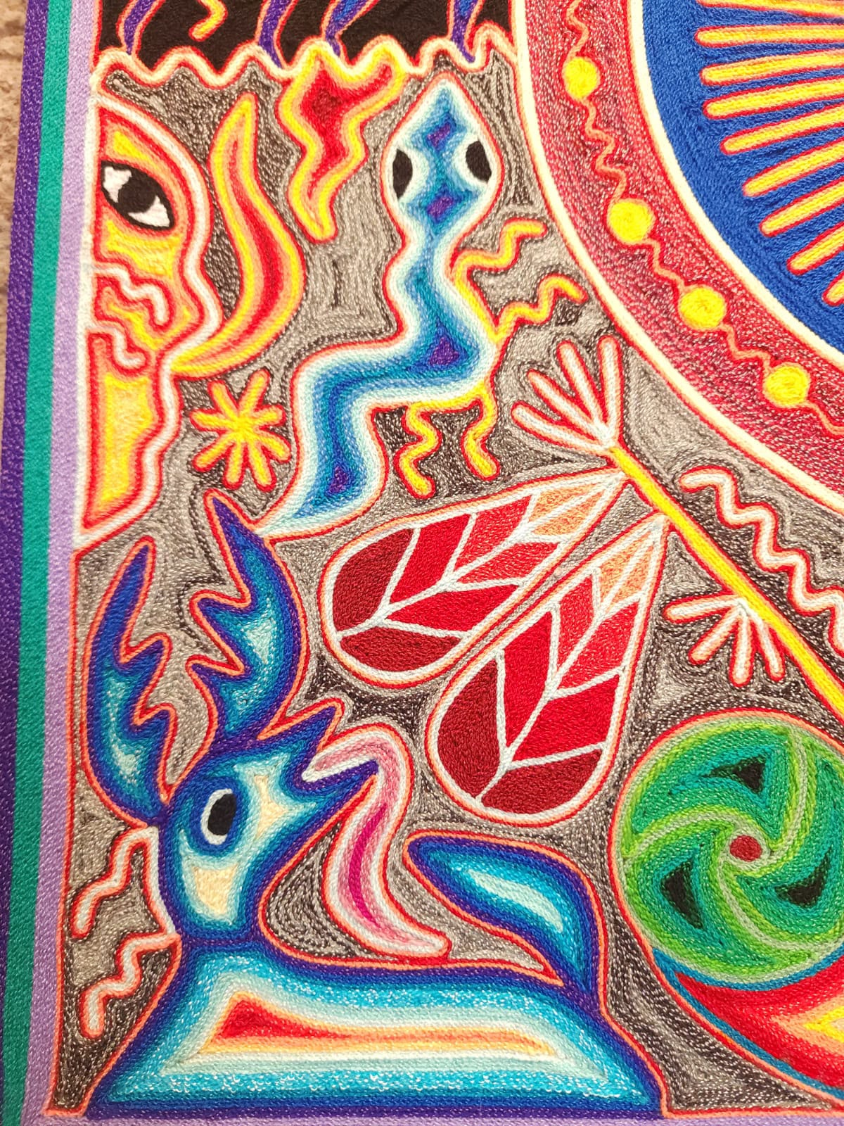 Huichol Yarn Painting Mexican Folk Art By Hilaria Chavez Carrillo PP9422