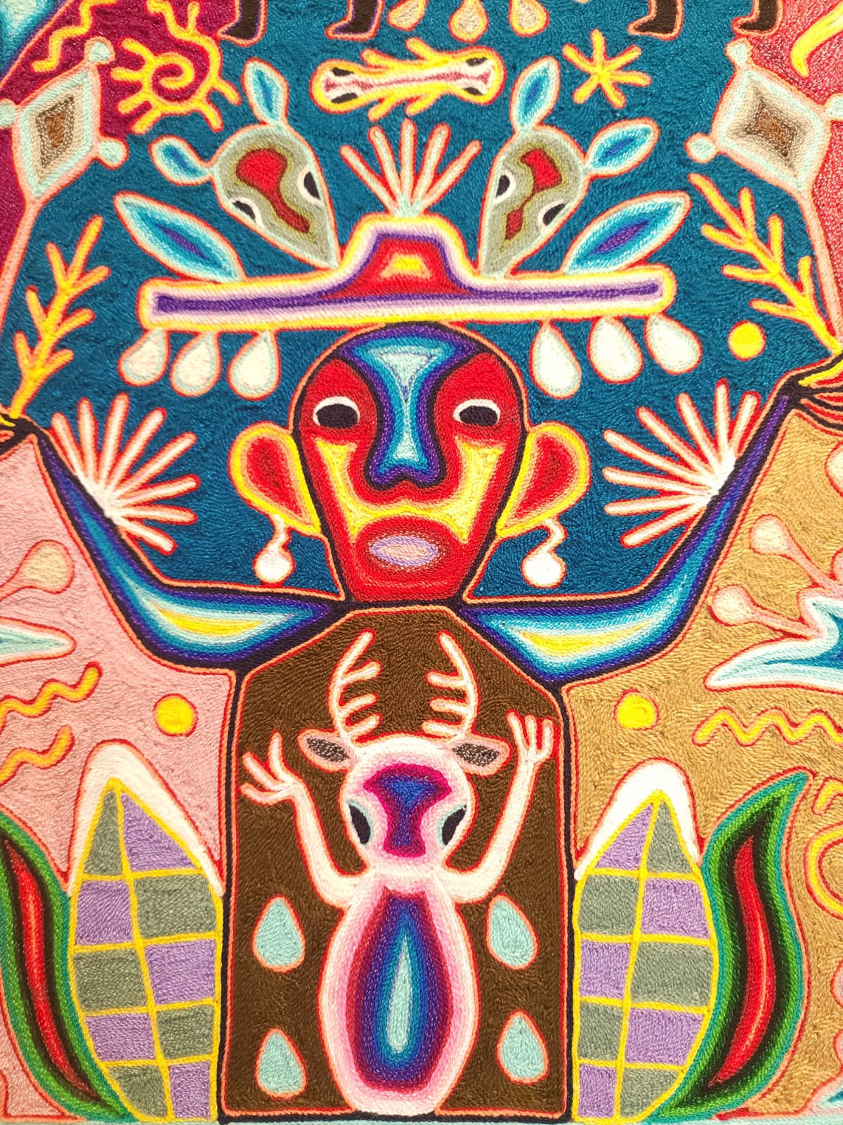 Huichol Yarn Painting Mexican Folk Art By Hilaria Chavez Carrillo PP9420