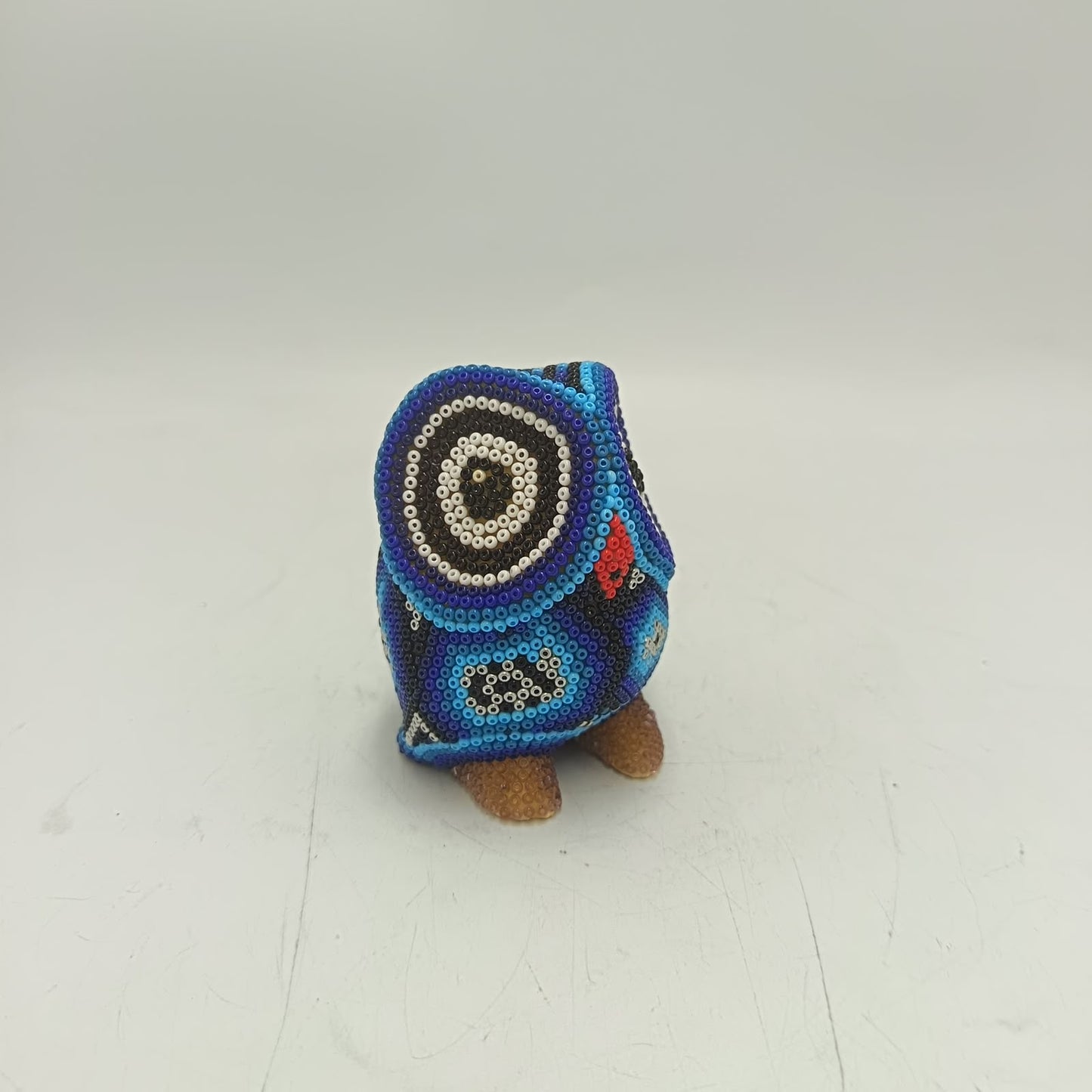 Mexican Huichol Hand Beaded Owl By Mayola Villa Lopez PP9425