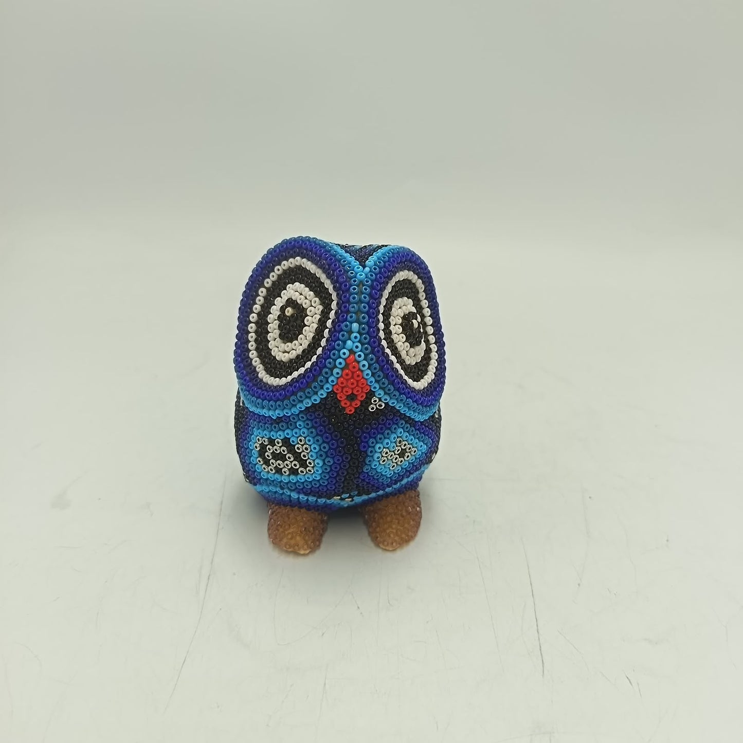 Mexican Huichol Hand Beaded Owl By Mayola Villa Lopez PP9425