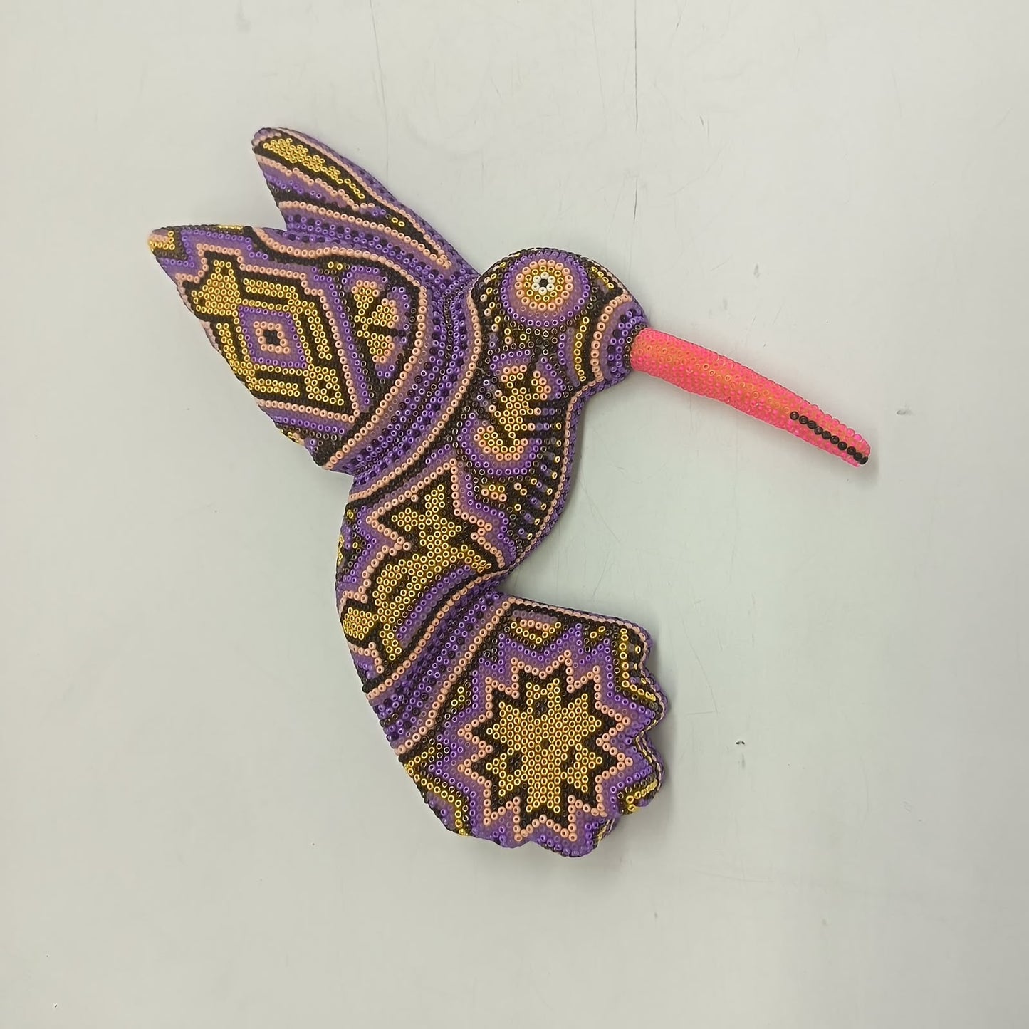 Mexican Huichol Hand Beaded Hummingbird By Mayola Villa Lopez PP9428