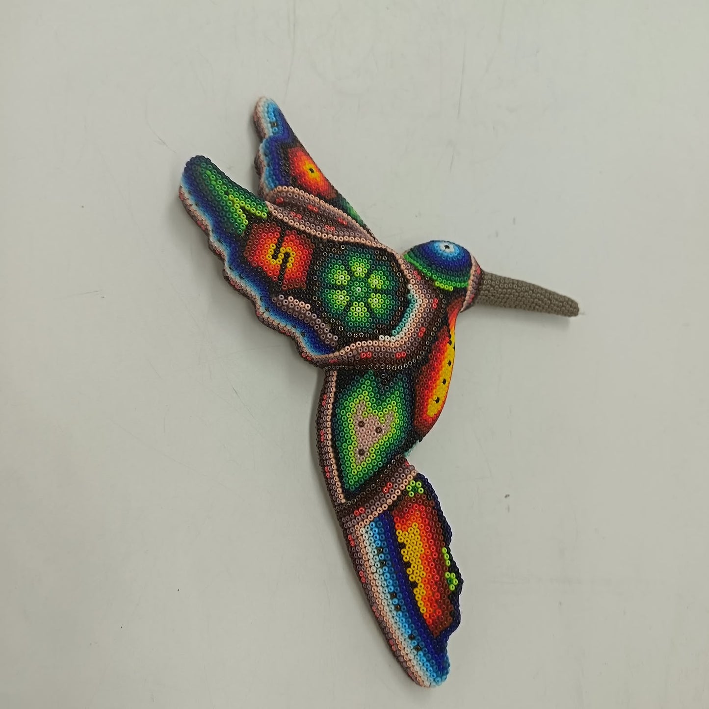 Mexican Huichol Hand Beaded Hummingbird By Mayola Villa Lopez PP9429
