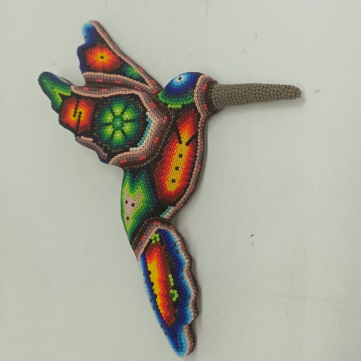 Mexican Huichol Hand Beaded Hummingbird By Mayola Villa Lopez PP9429