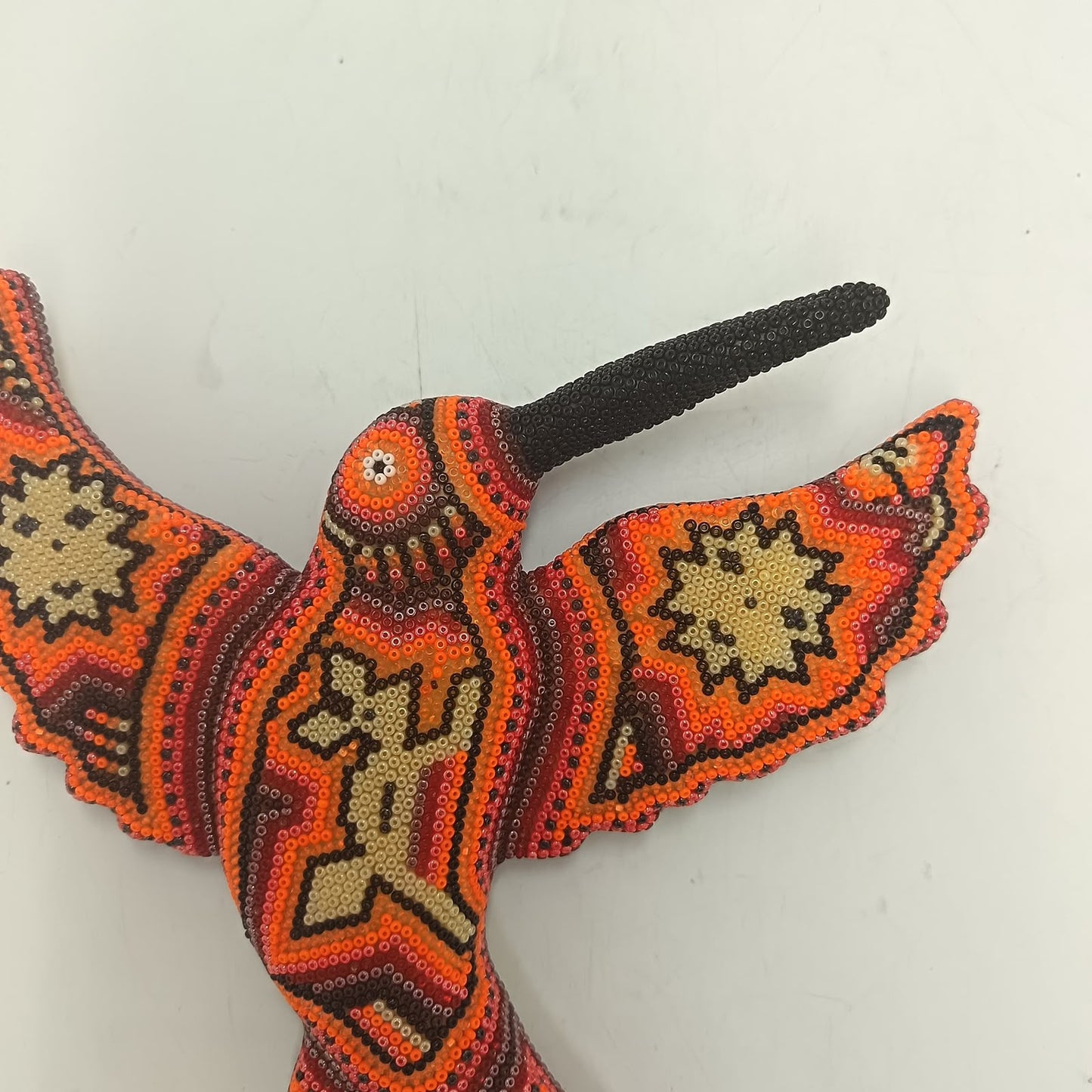 Mexican Huichol Hand Beaded Hummingbird By Mayola Villa Lopez PP9431