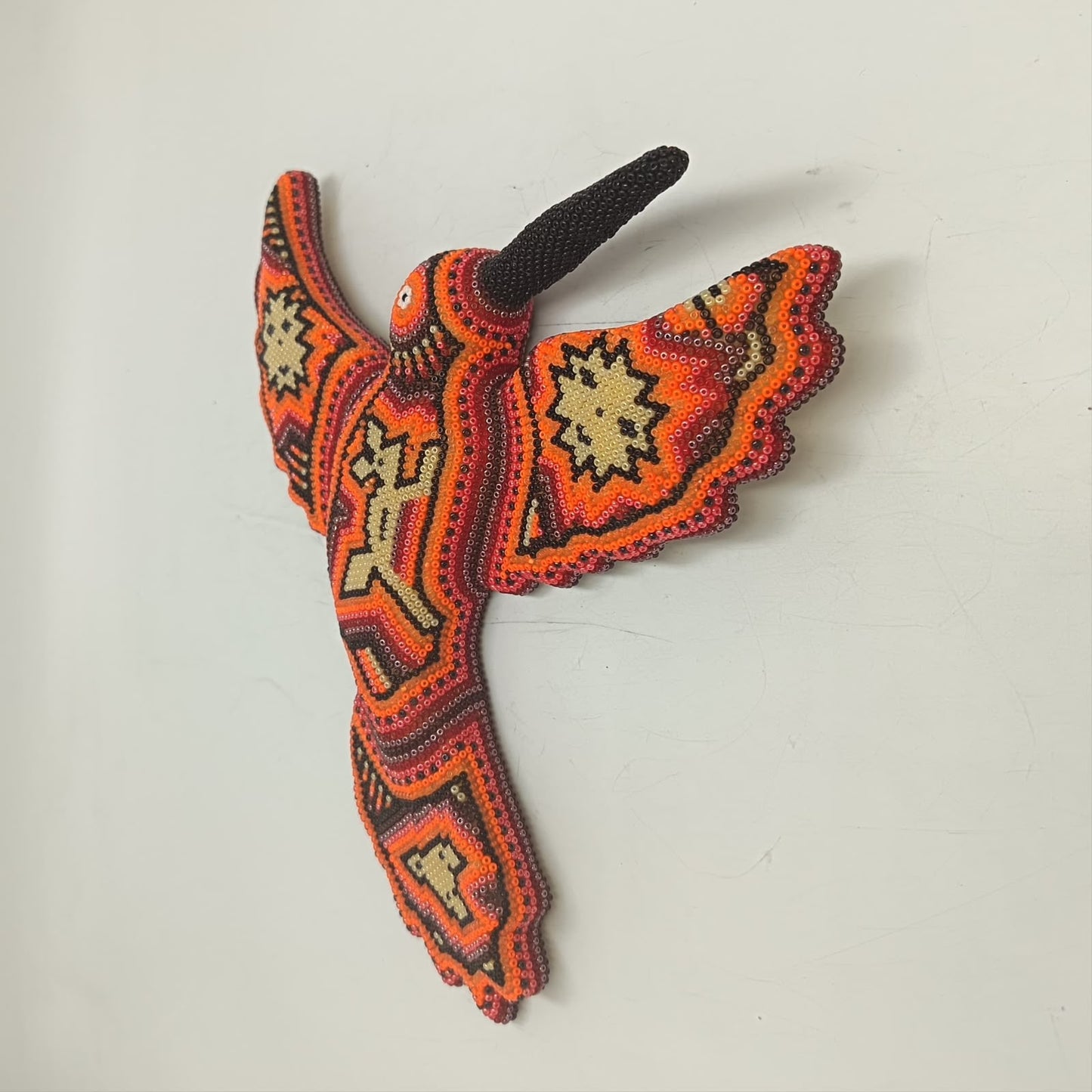 Mexican Huichol Hand Beaded Hummingbird By Mayola Villa Lopez PP9431