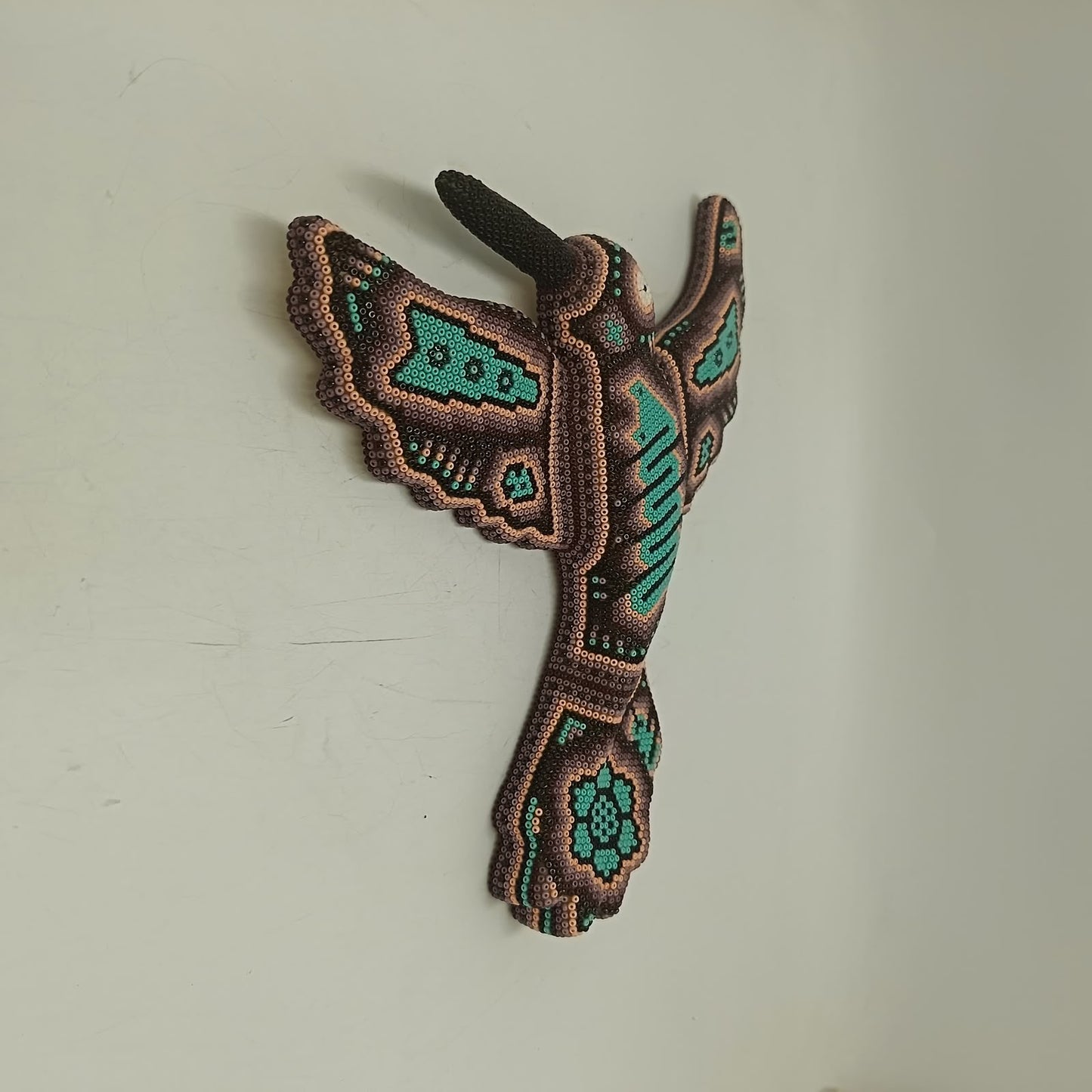Mexican Huichol Hand Beaded Hummingbird By Mayola Villa Lopez PP9432