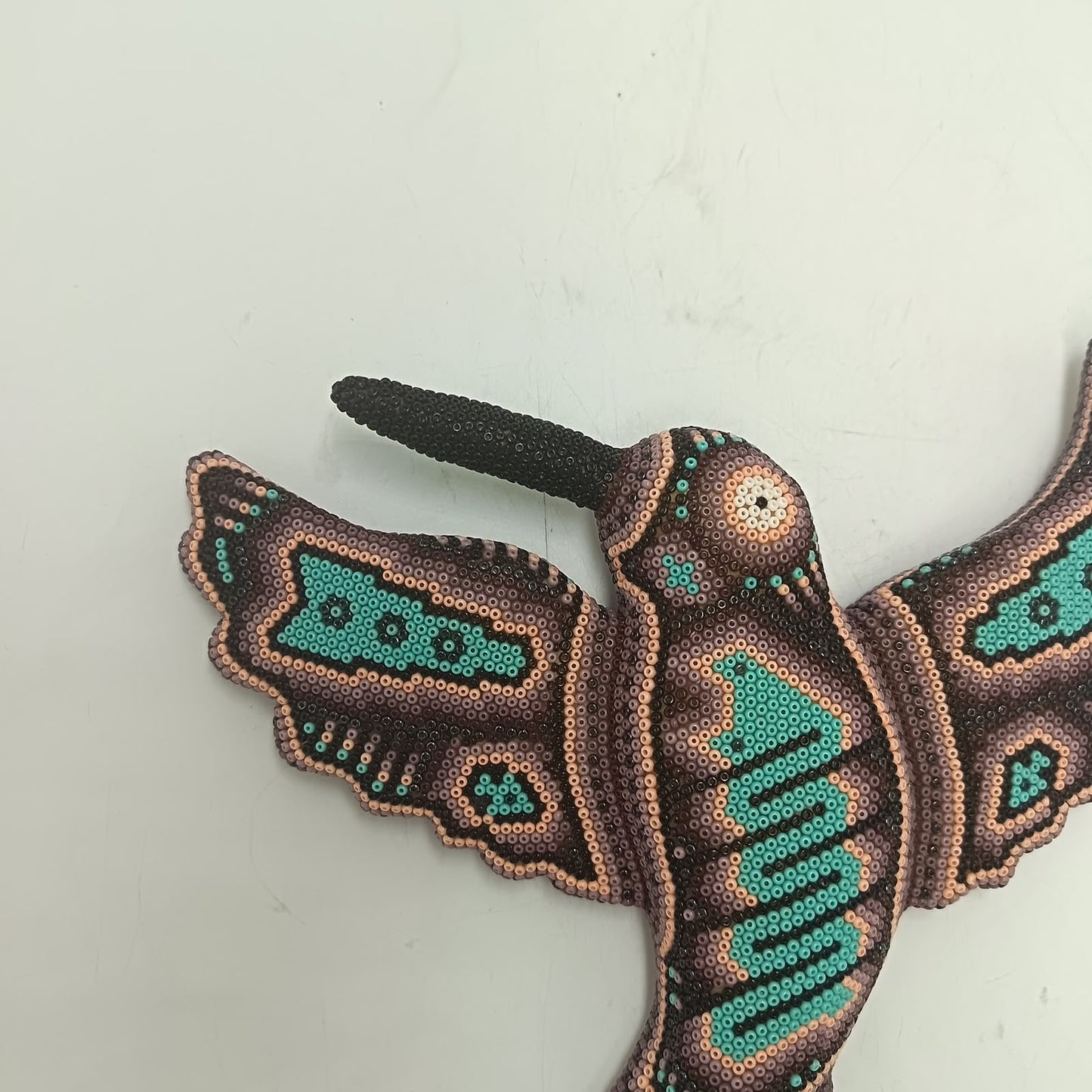 Mexican Huichol Hand Beaded Hummingbird By Mayola Villa Lopez PP9432