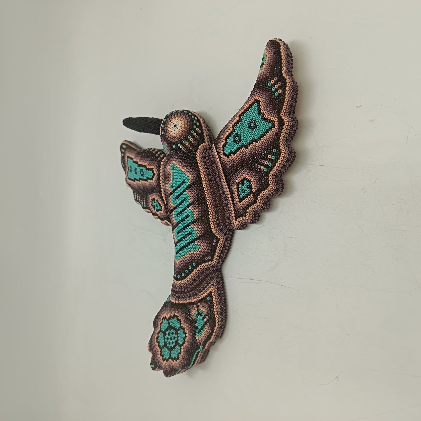 Mexican Huichol Hand Beaded Hummingbird By Mayola Villa Lopez PP9432