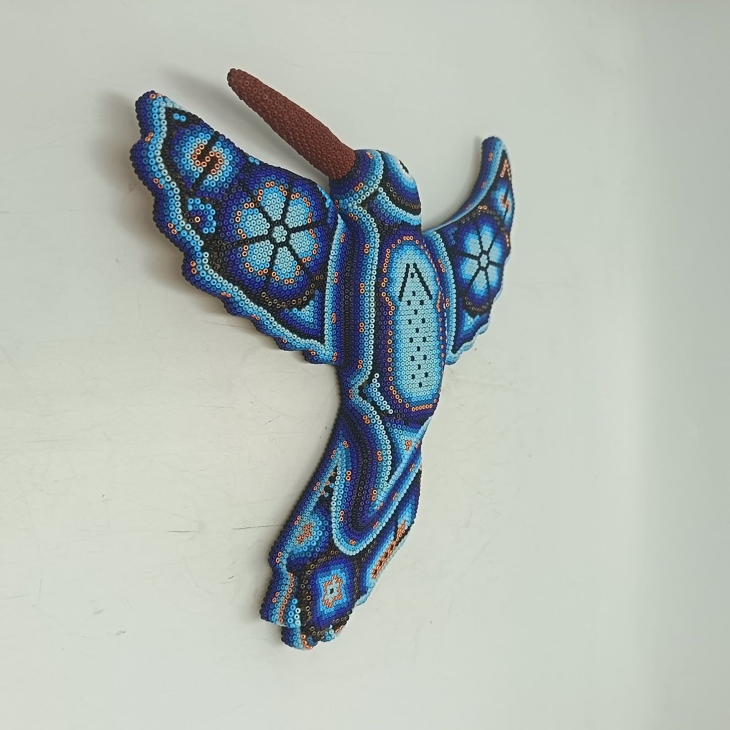 Mexican Huichol Hand Beaded Hummingbird By Mayola Villa Lopez PP9433