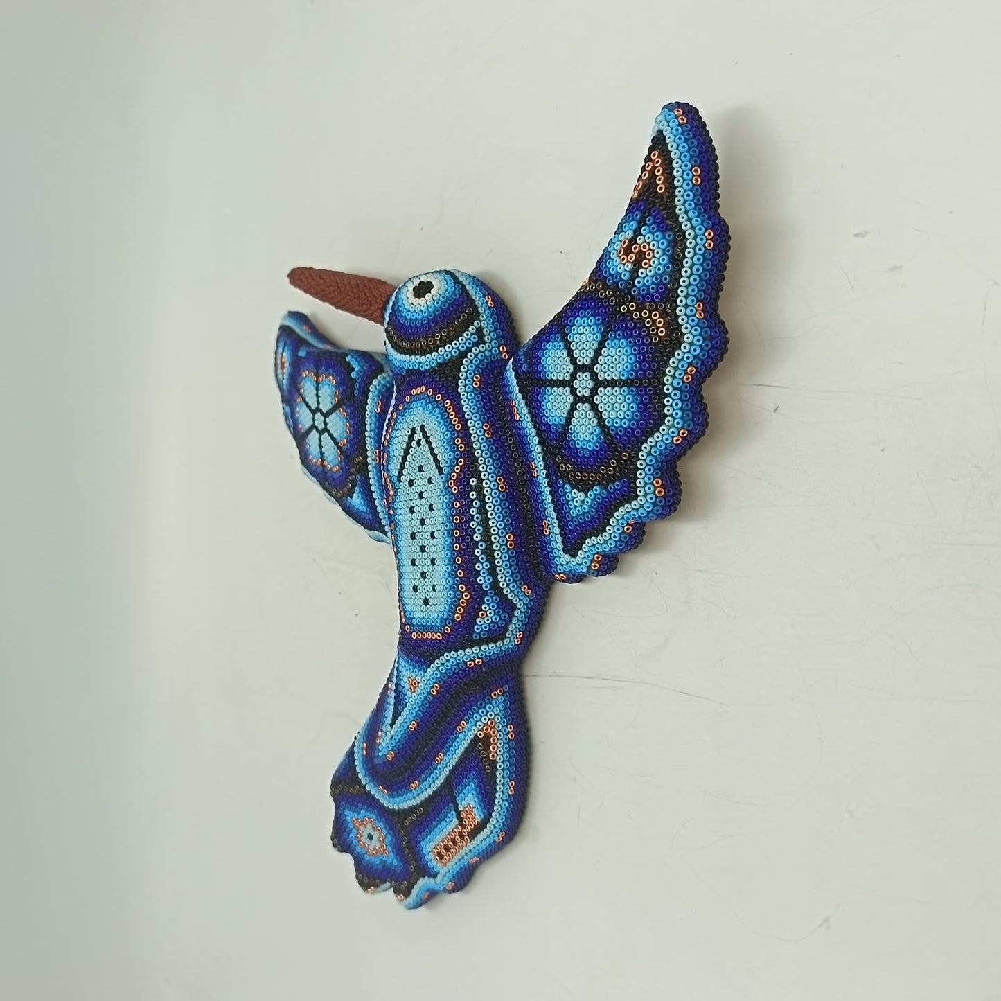 Mexican Huichol Hand Beaded Hummingbird By Mayola Villa Lopez PP9433
