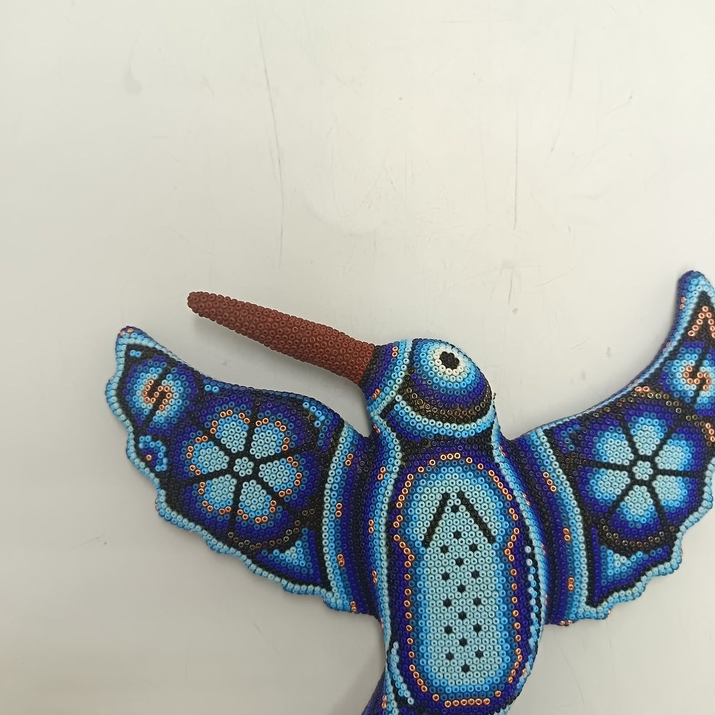 Mexican Huichol Hand Beaded Hummingbird By Mayola Villa Lopez PP9433