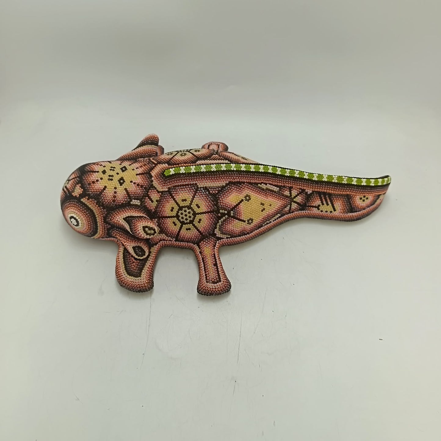 Mexican Huichol Hand Beaded Axolot By Mayola Villa Lopez PP9434