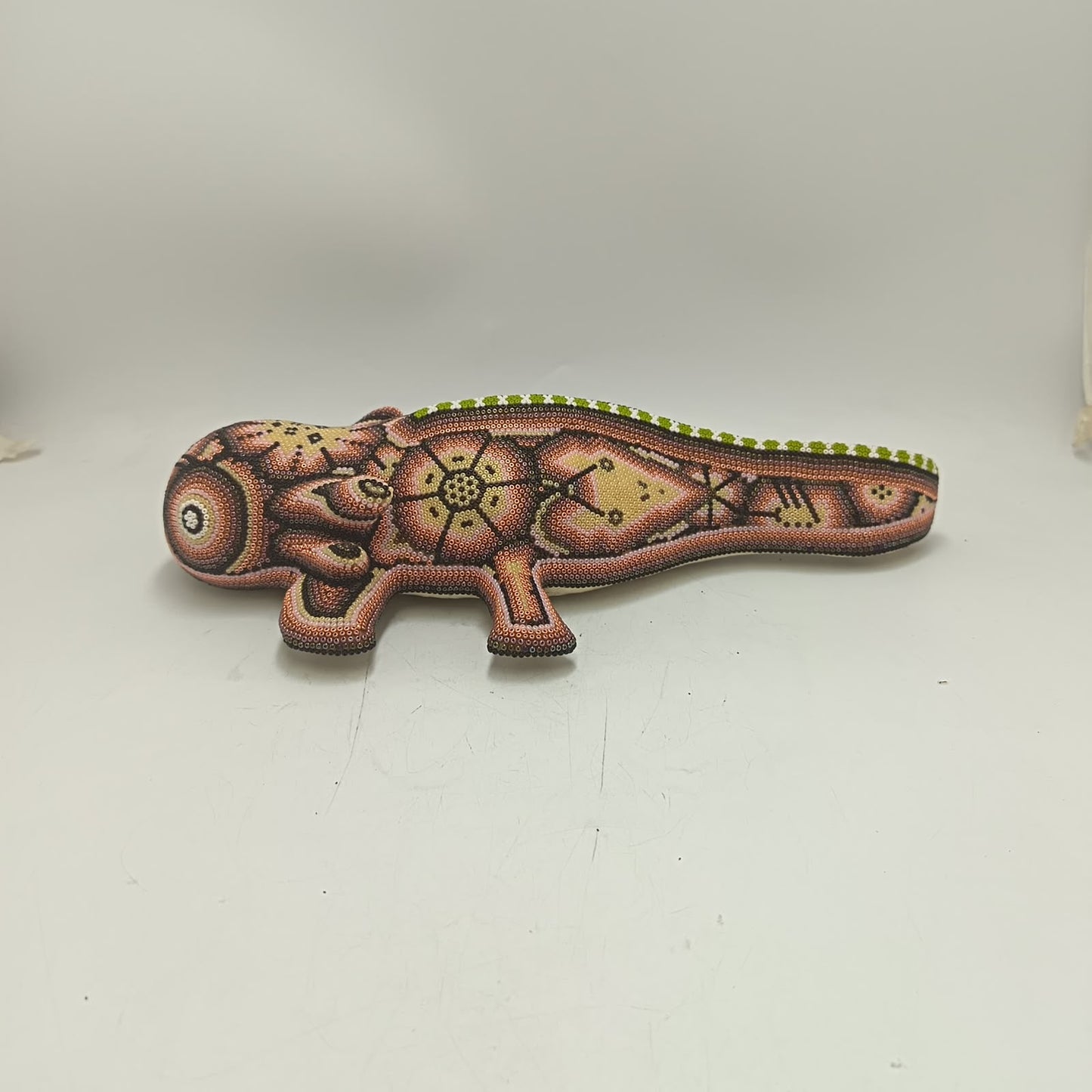Mexican Huichol Hand Beaded Axolot By Mayola Villa Lopez PP9434