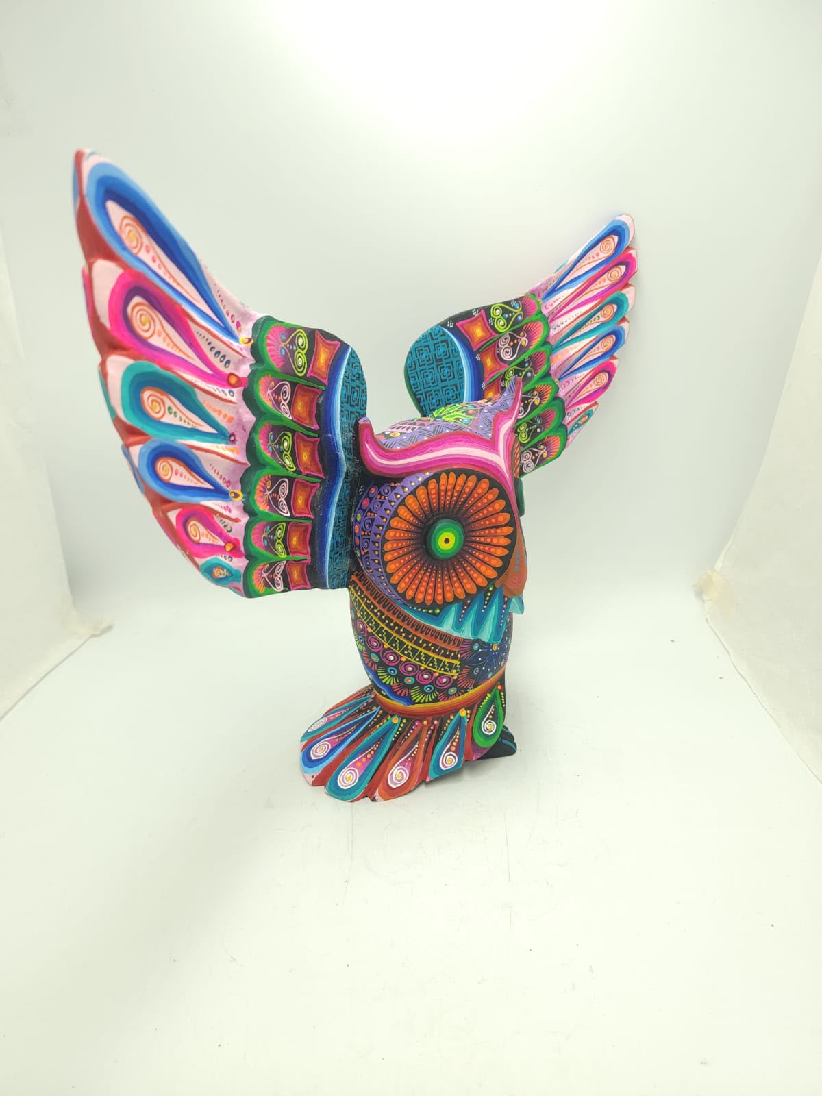 Oaxacan Wood Carving Hand Made Owl By Cesar Melchor Ojeda PP9437