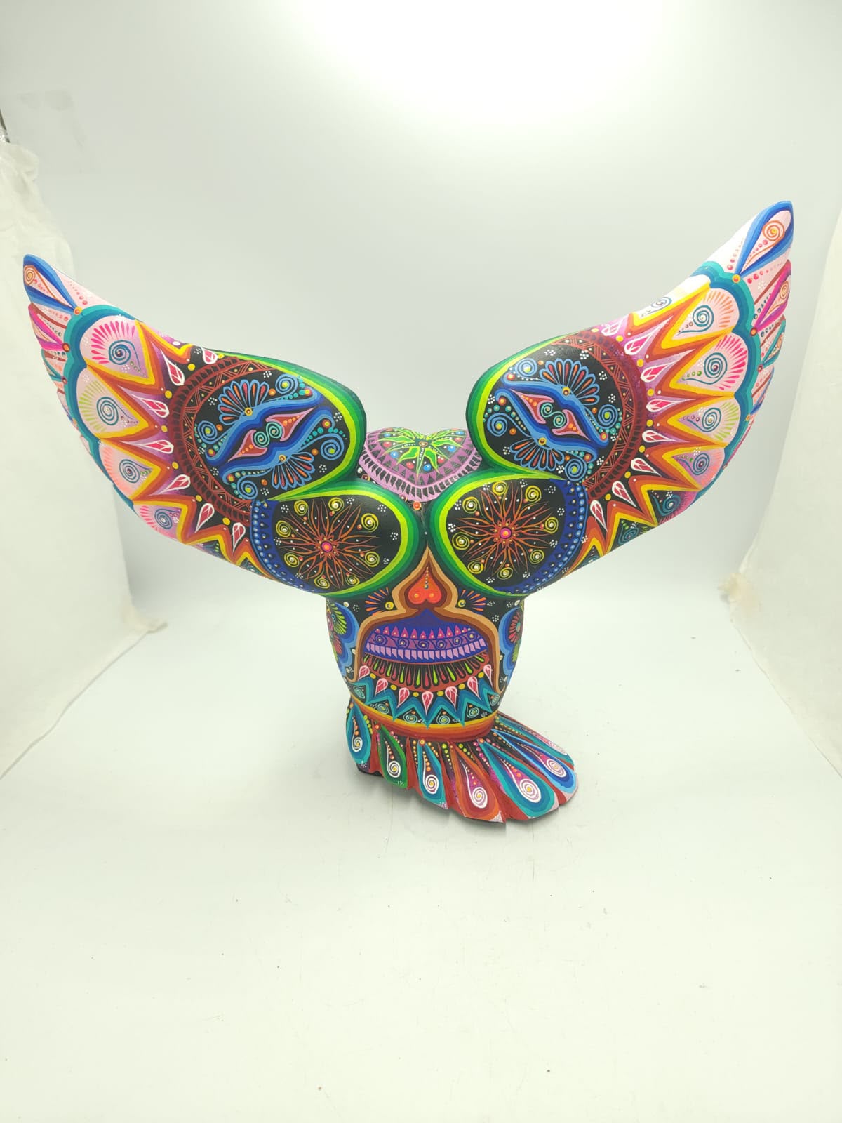 Oaxacan Wood Carving Hand Made Owl By Cesar Melchor Ojeda PP9437