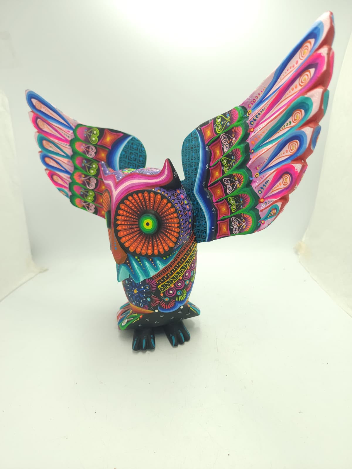 Oaxacan Wood Carving Hand Made Owl By Cesar Melchor Ojeda PP9437
