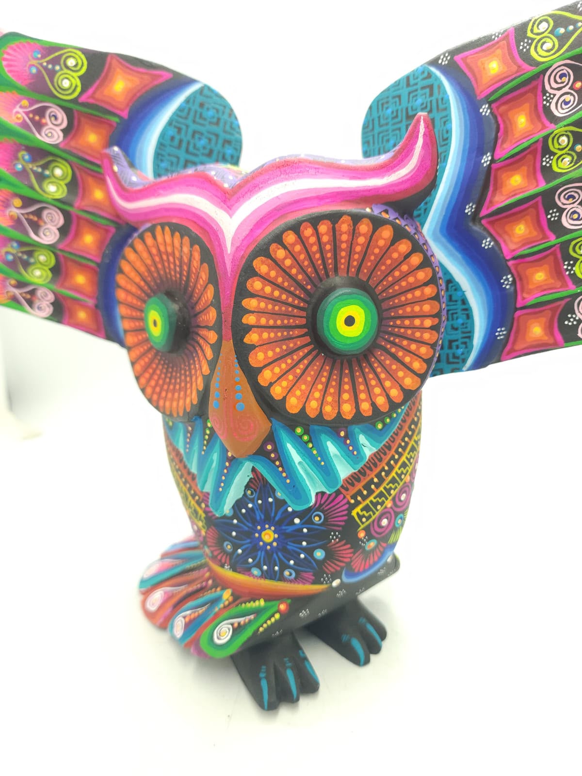 Oaxacan Wood Carving Hand Made Owl By Cesar Melchor Ojeda PP9437