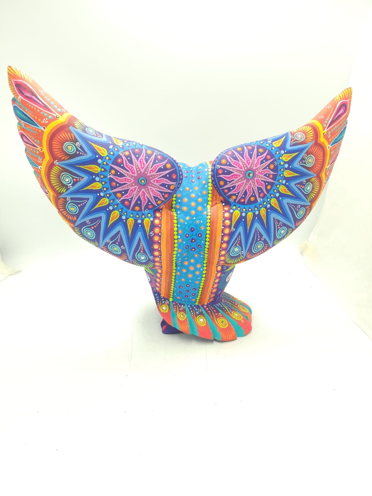 Oaxacan Wood Carving Hand Made Owl By Cesar Melchor Ojeda PP9438