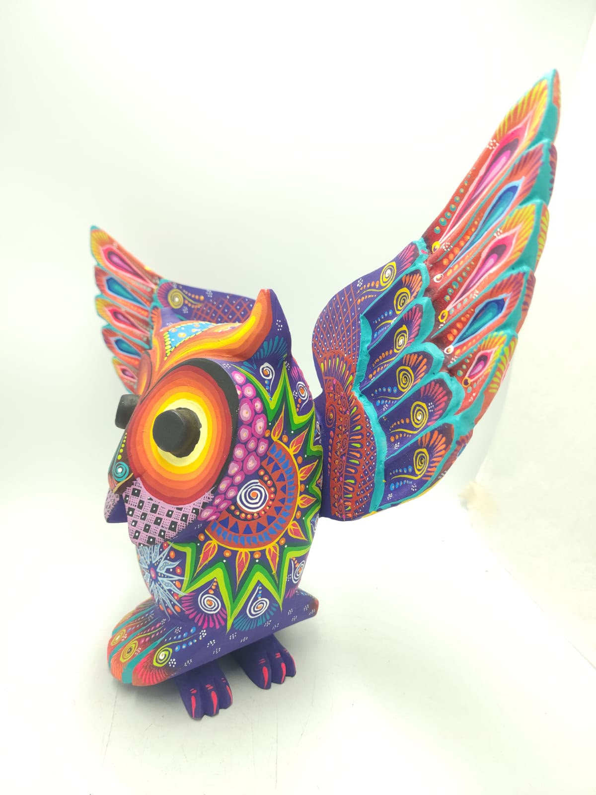 Oaxacan Wood Carving Hand Made Owl By Cesar Melchor Ojeda PP9438