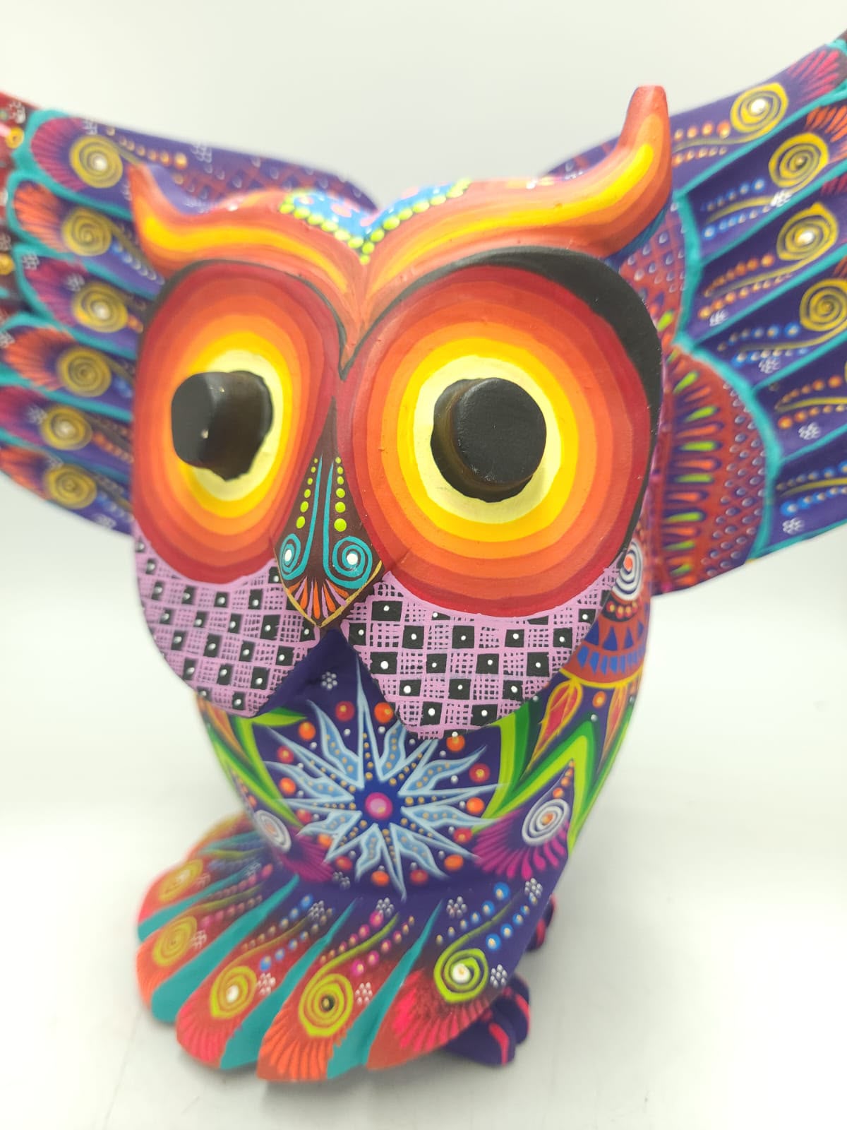 Oaxacan Wood Carving Hand Made Owl By Cesar Melchor Ojeda PP9438