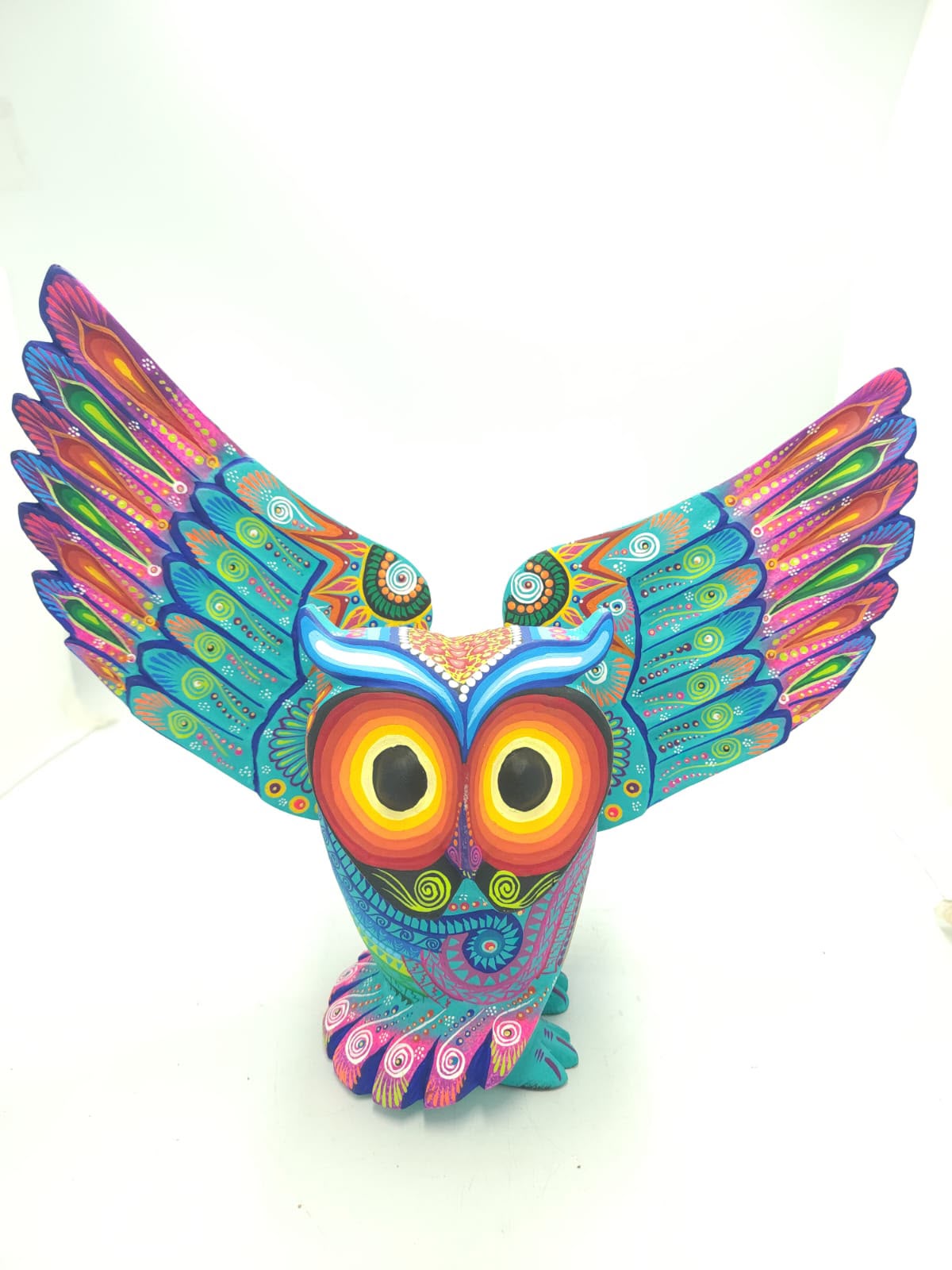 Oaxacan Wood Carving Hand Made Owl By Cesar Melchor Ojeda PP9439