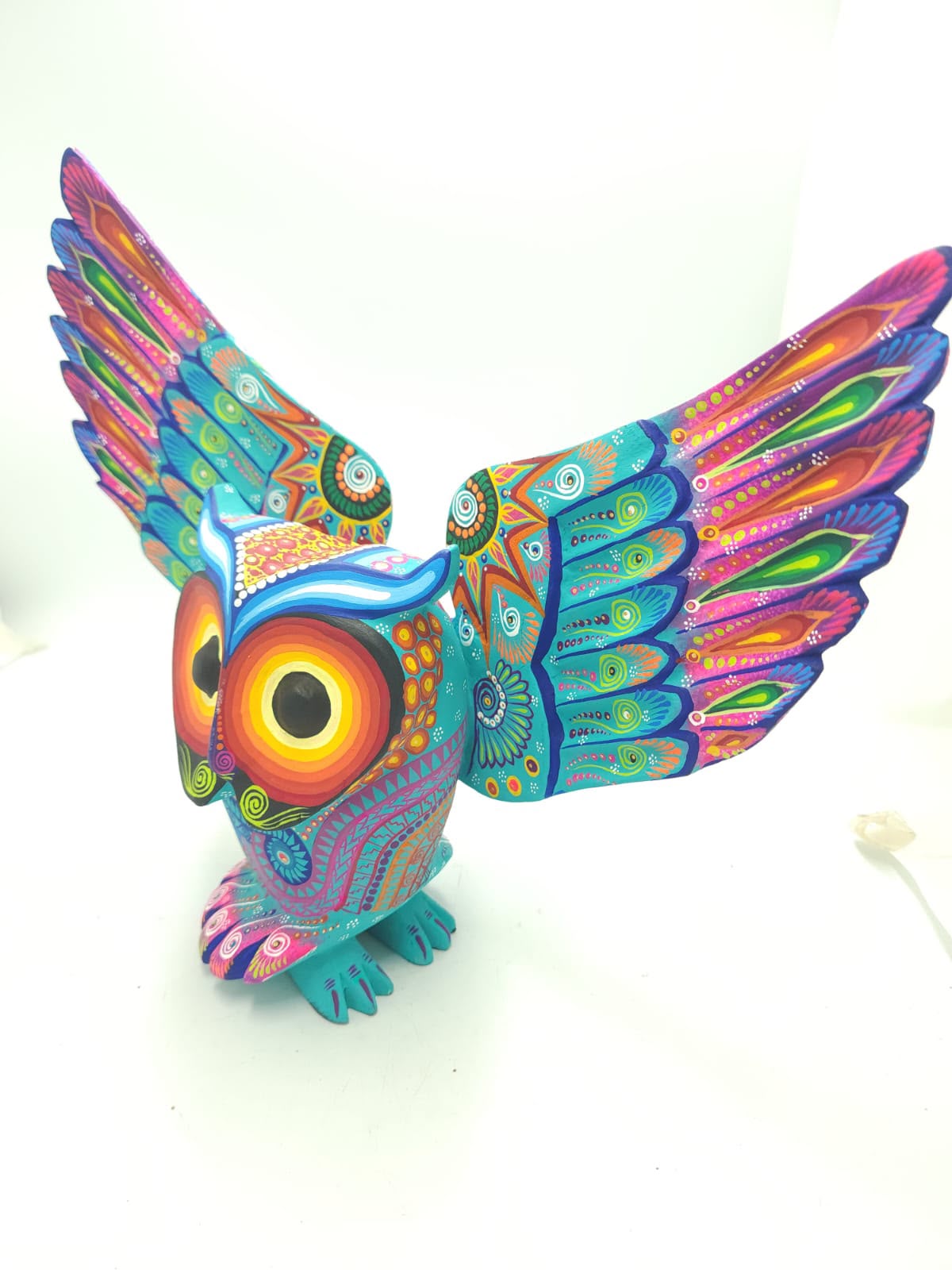 Oaxacan Wood Carving Hand Made Owl By Cesar Melchor Ojeda PP9439